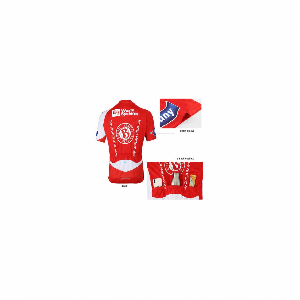 Mesh Polyester Cycling Team Jersey — Red
