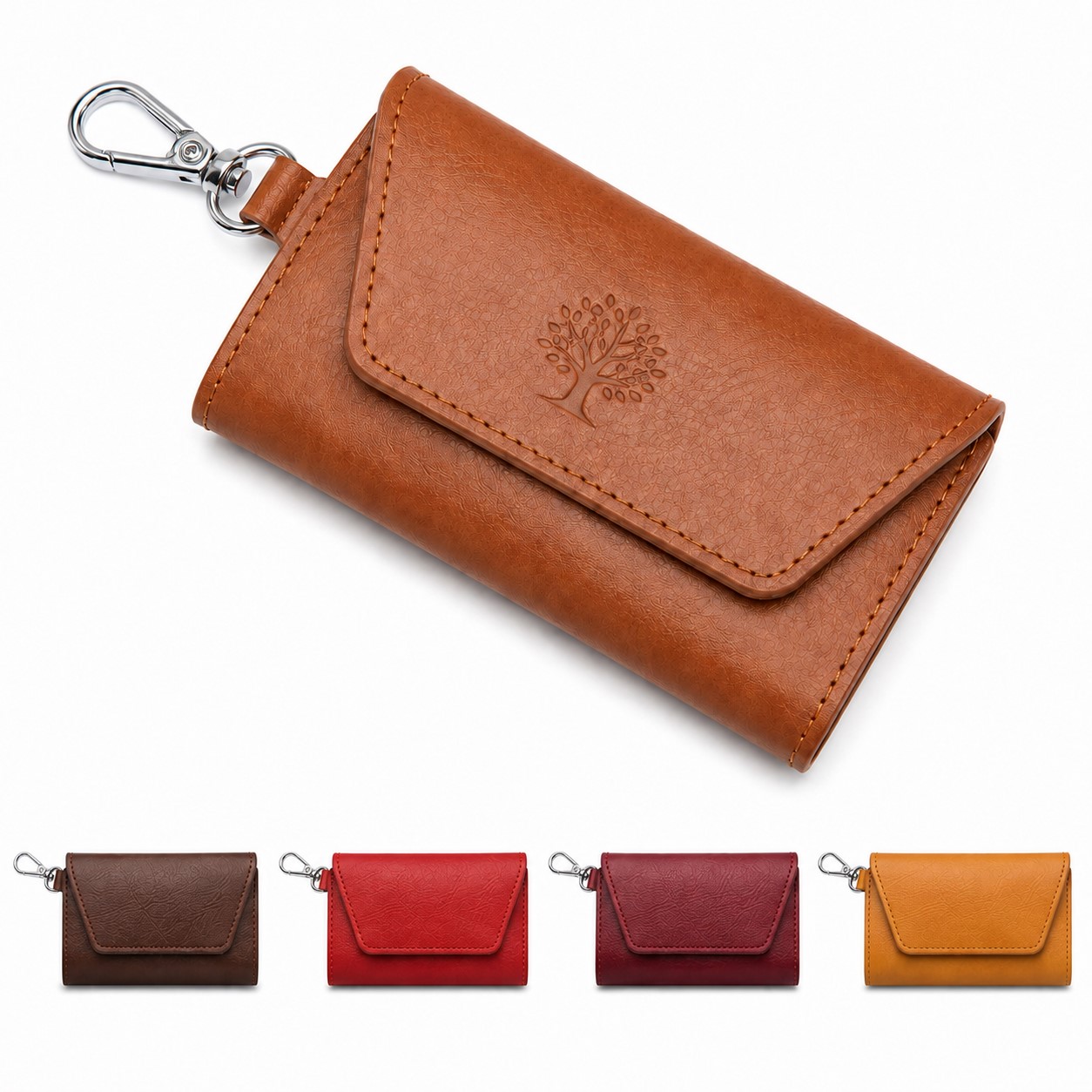 Genuine Leather Key Pouch With Clasp