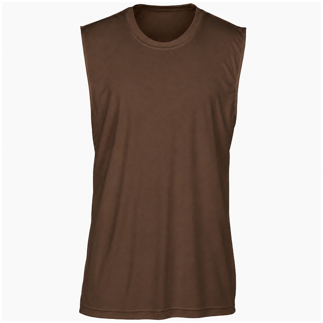 Sleeveless Polyester Performance Muscle Tank — Brown