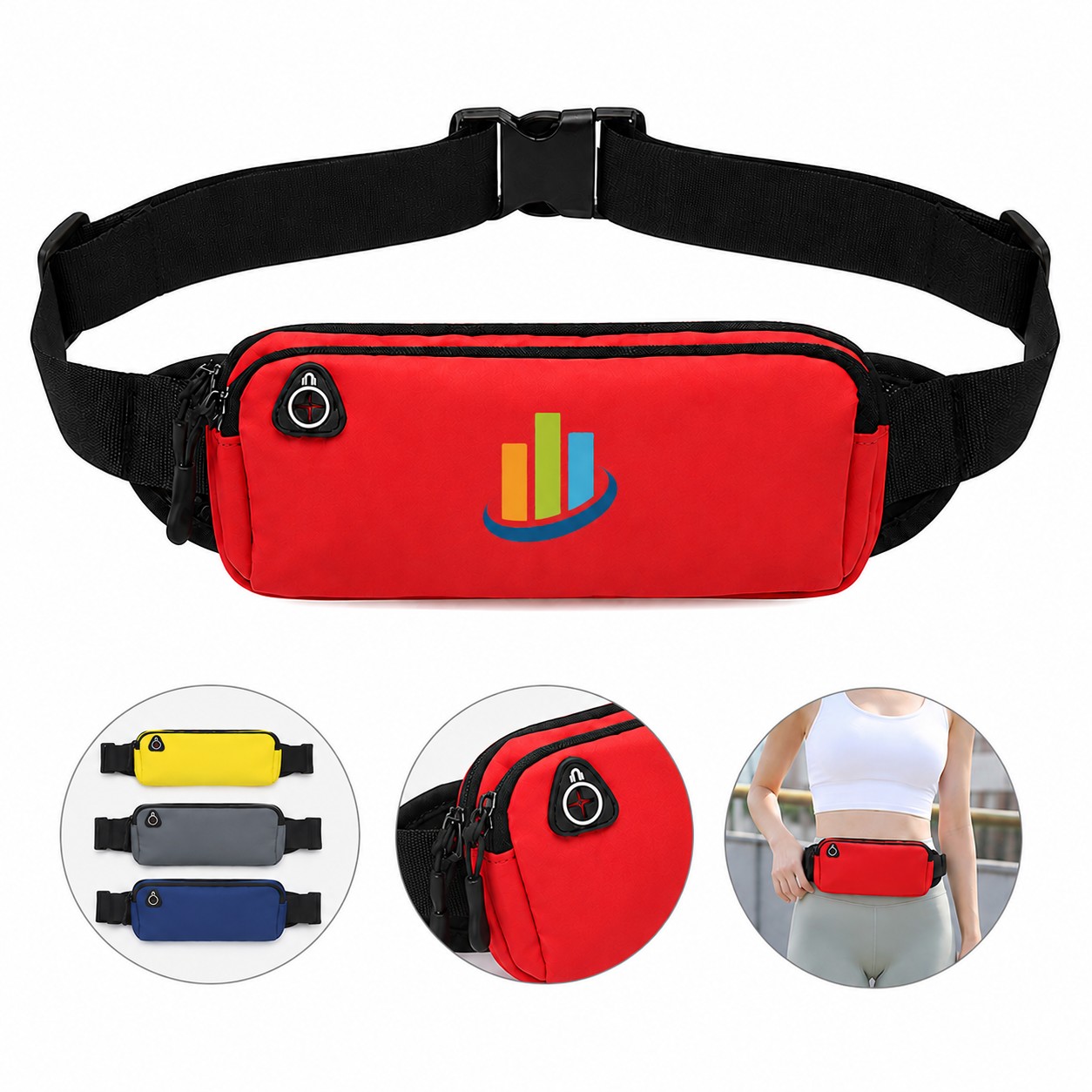 Mini Nylon Sports Waist Bag With Earphone Port