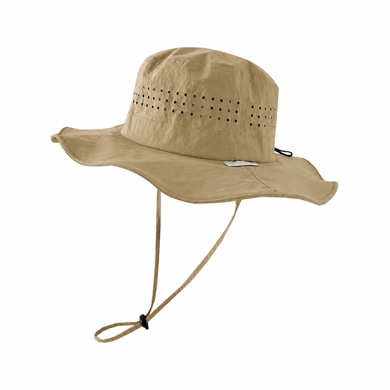 Perforated Polyester Outdoor Sun Hat — Khaki Beige