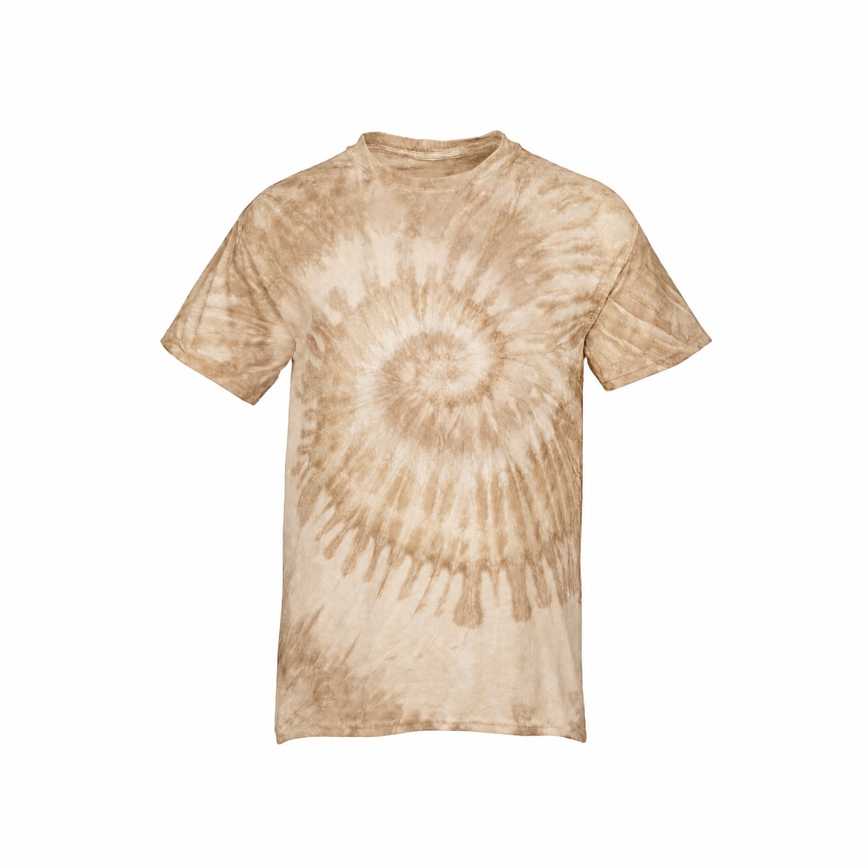 Spiral Tie Dye Cotton T Shirt — Tan Beige