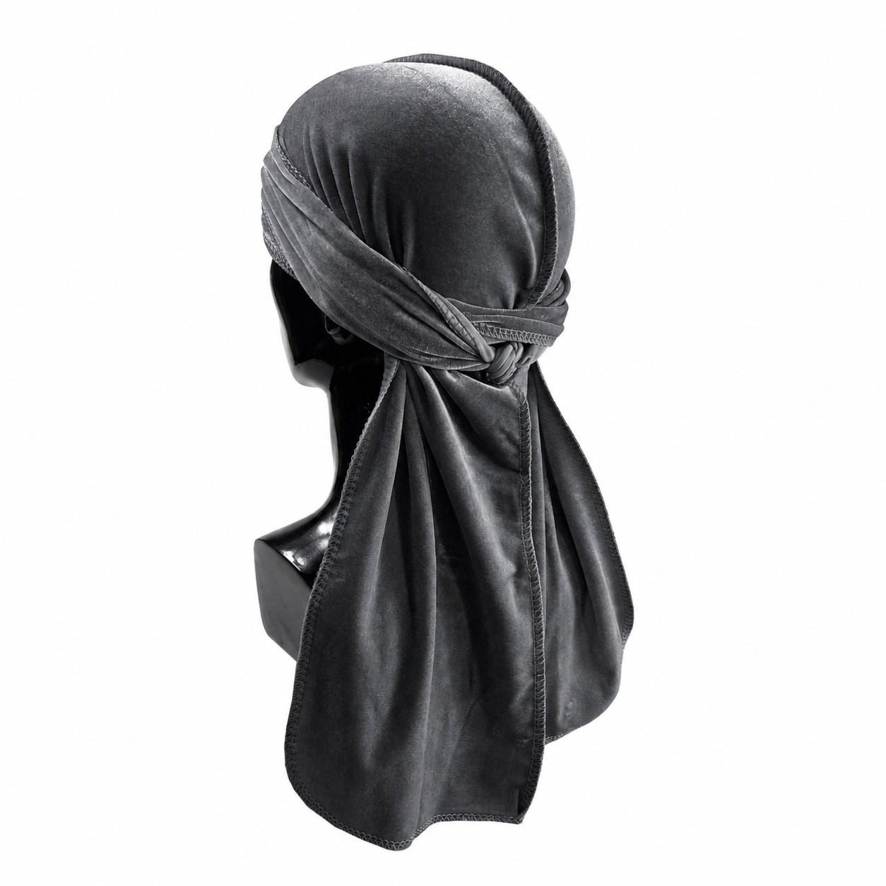 Velvet Long Tail Durag Headwrap — Dark Gray
