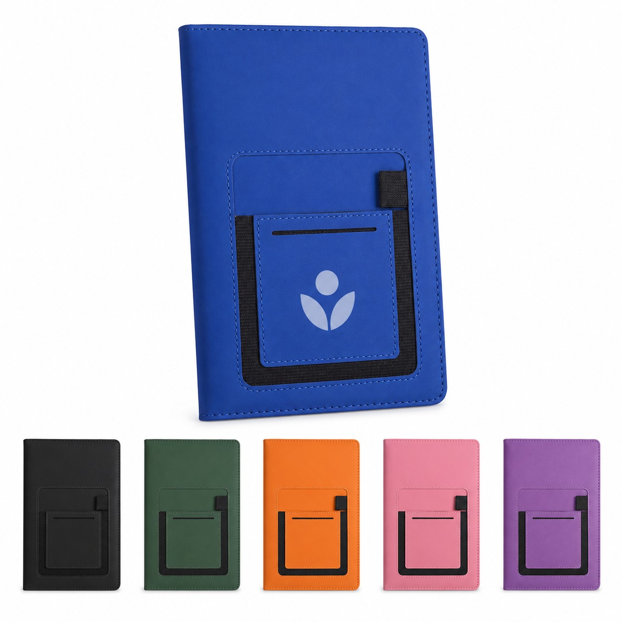PU Pen Holder Notebook With Phone Pocket