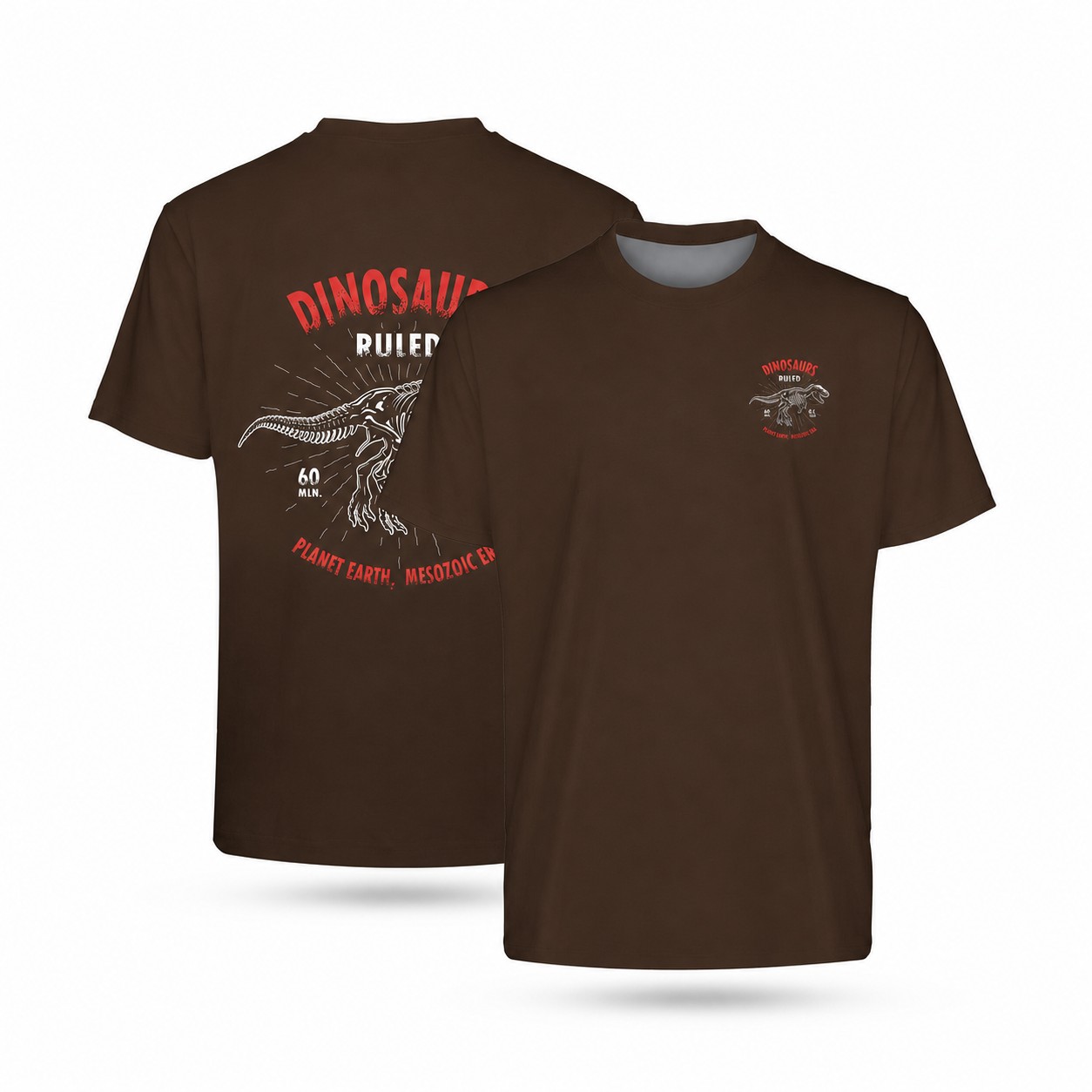 Polyester Short Sleeve T-Shirt — Brown