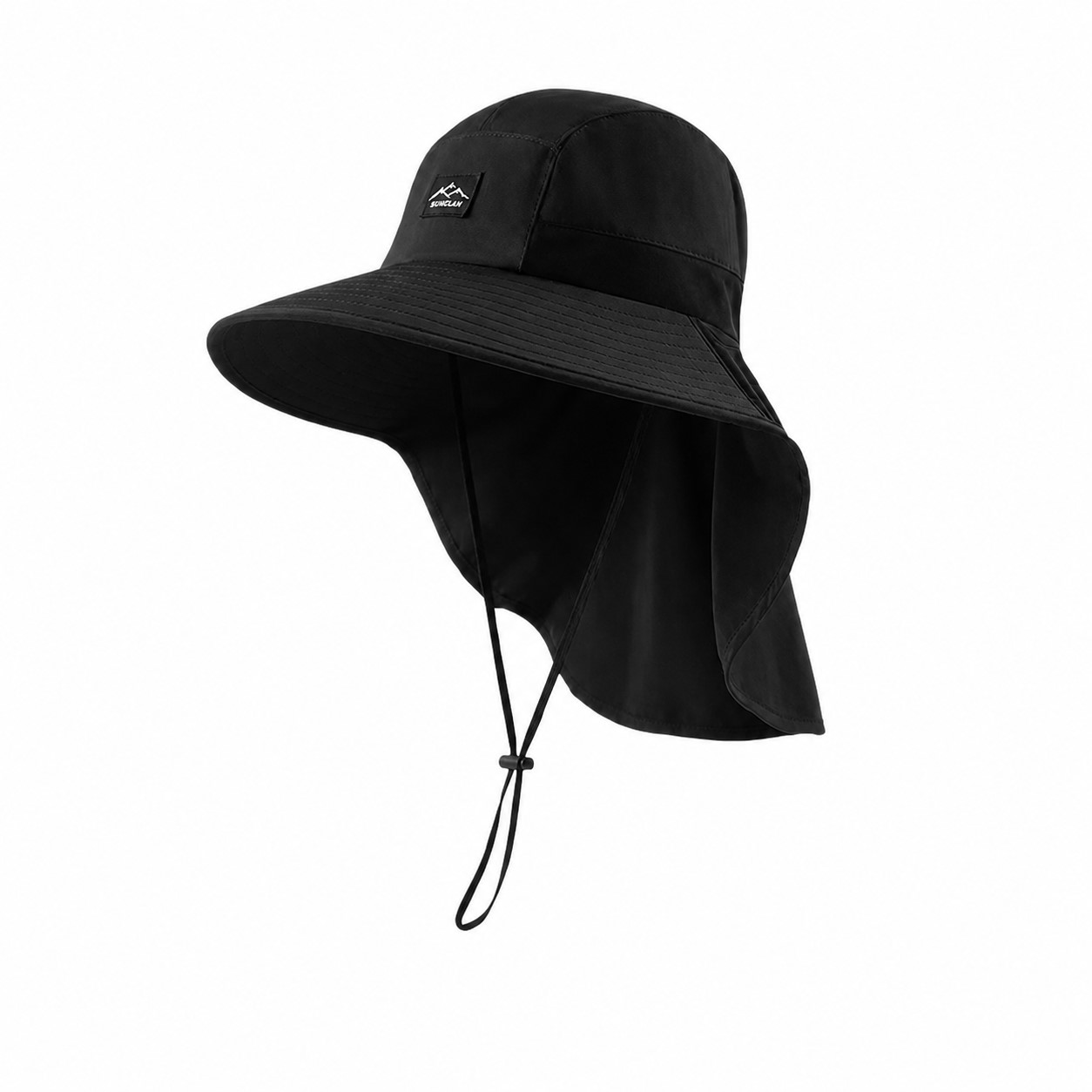 Polyester Neck Cover Boonie Hat — Black