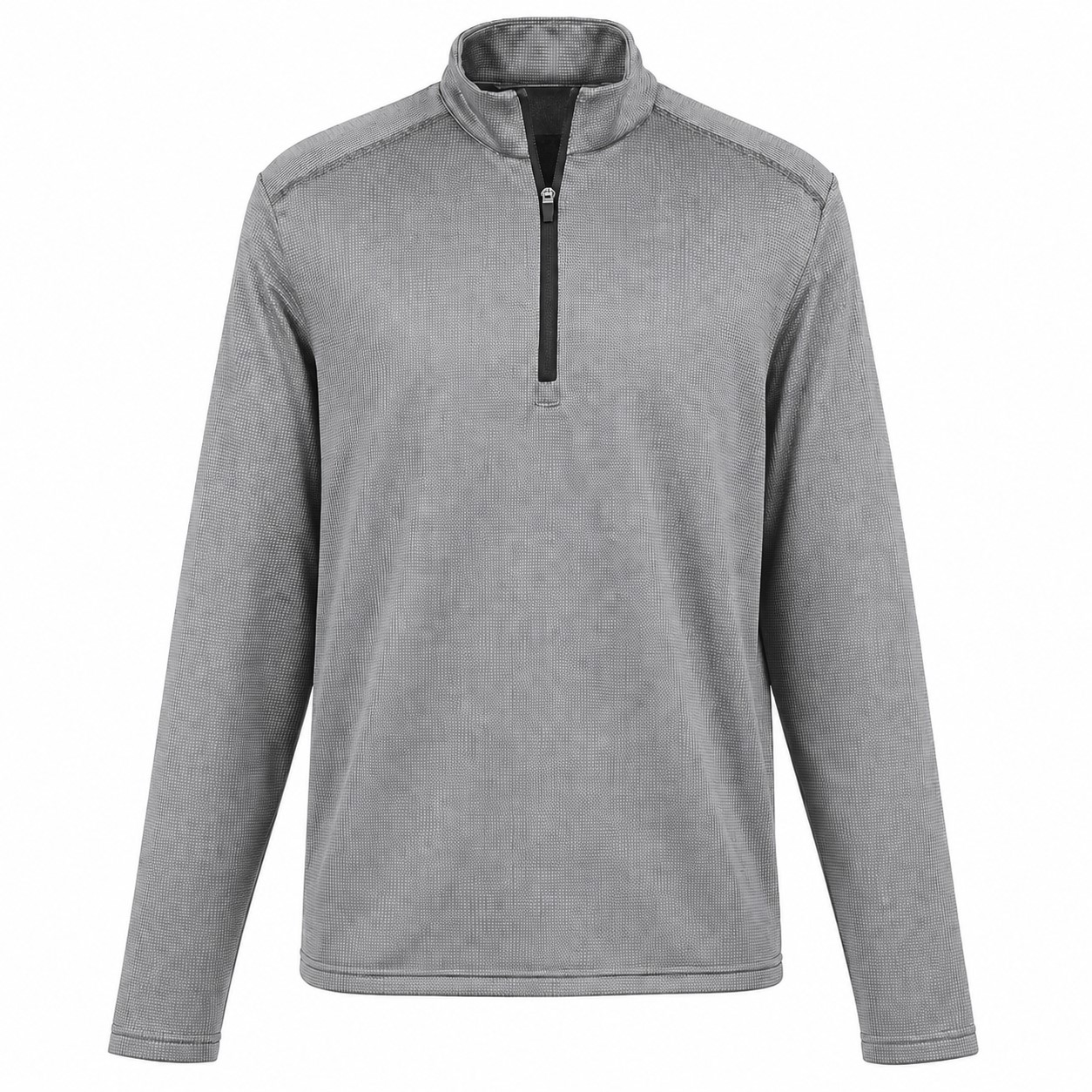 Houndstooth Fleece Quarter Zip Pullover — Gray