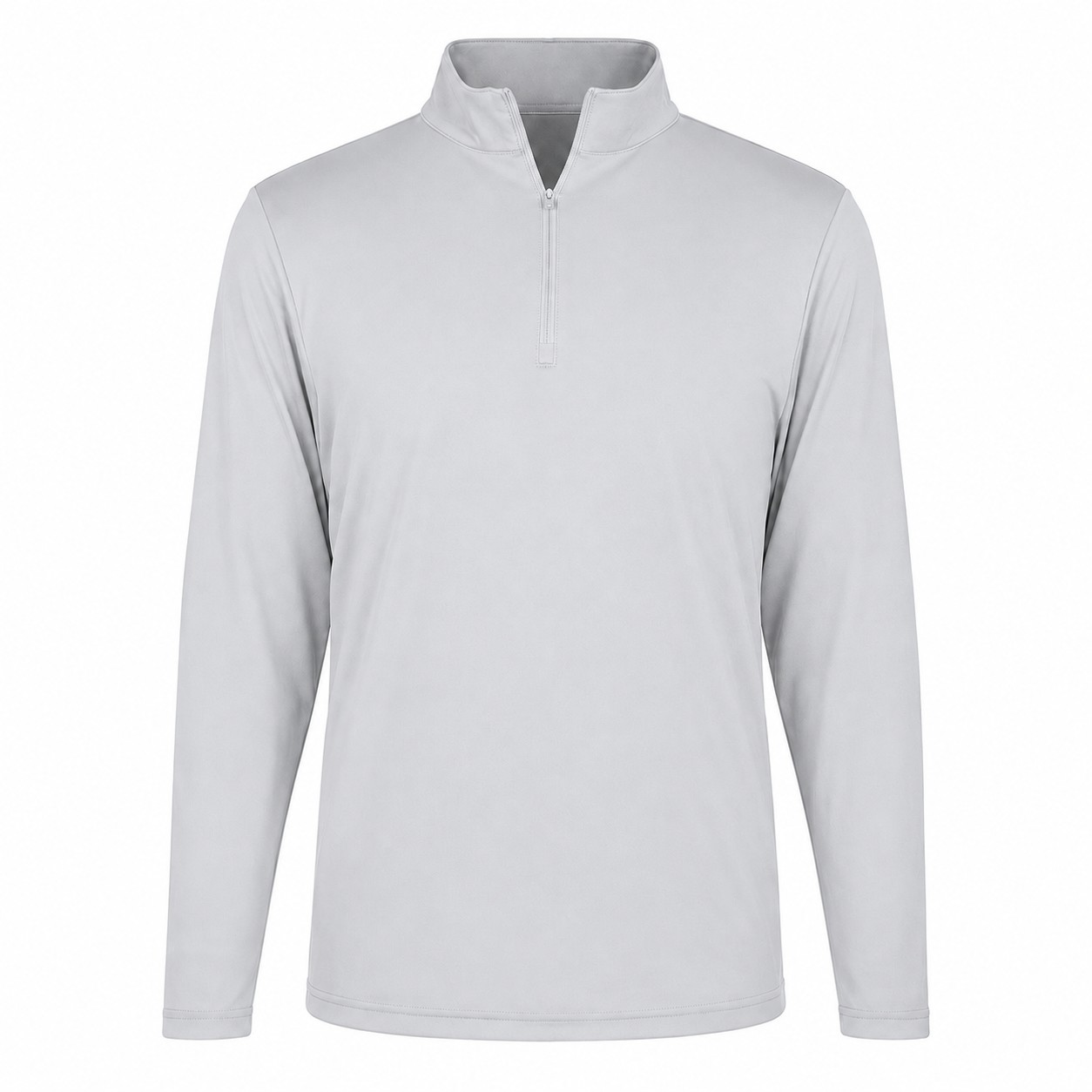 Polyester Jersey Quarter Zip Pullover — Silver