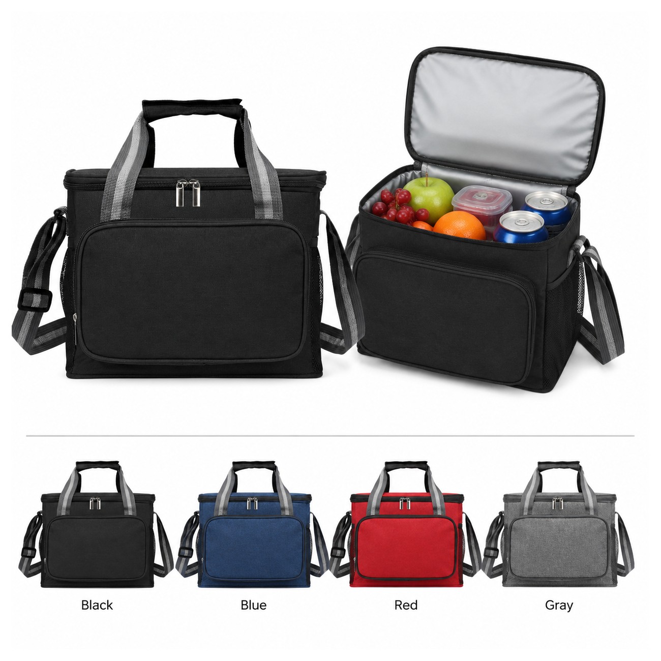 300D Polyester Black Lunch Cooler