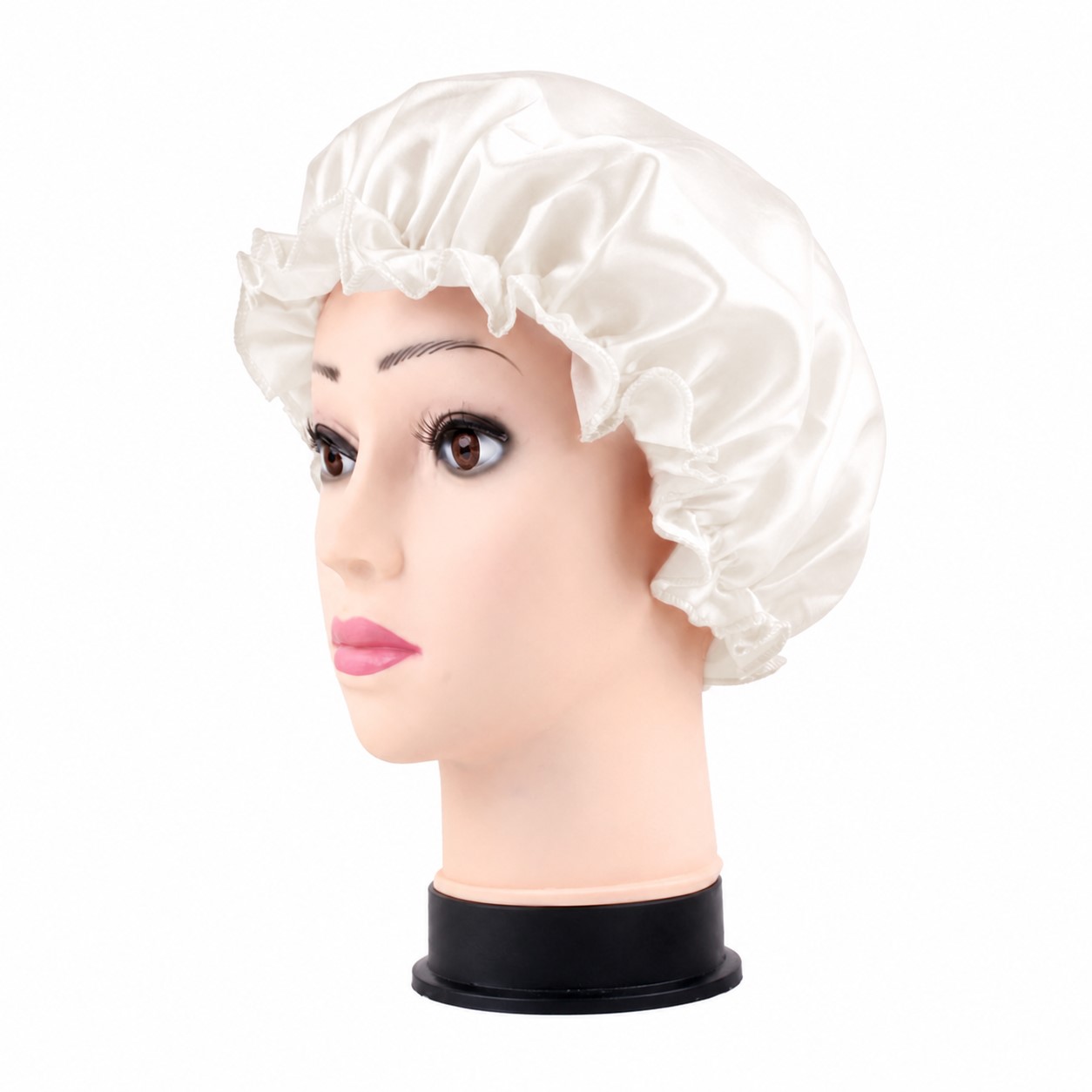 Satin Elastic Sleep Cap — Off White