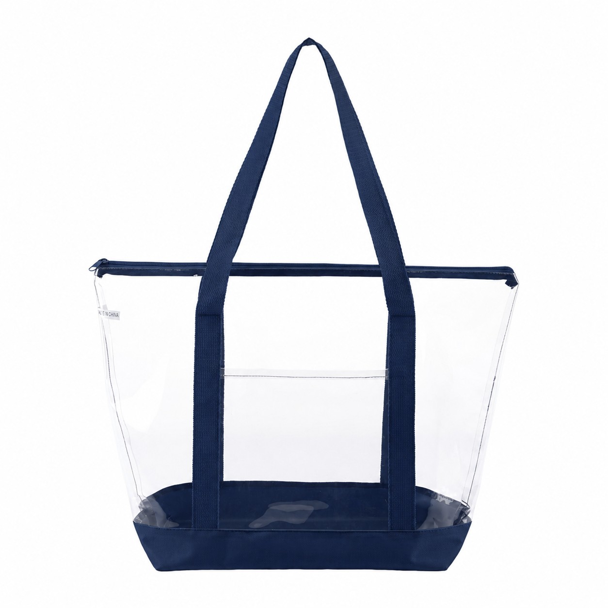 600D Polyester Zippered Storage Tote Bag — Navy Blue