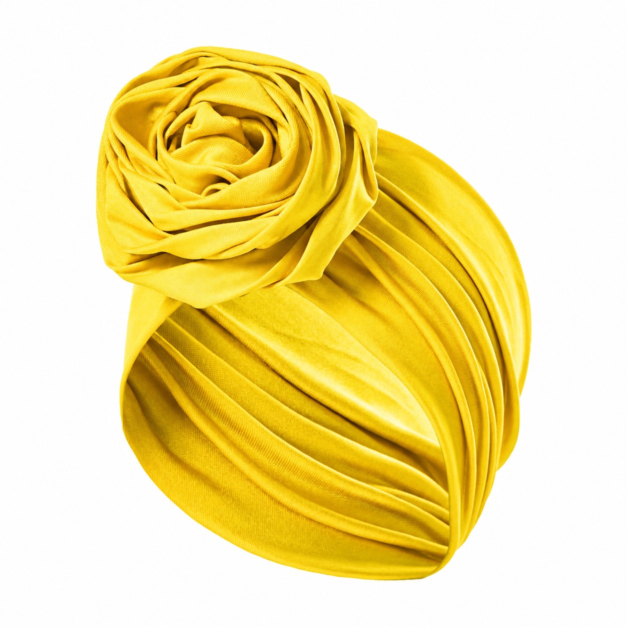 Polyester Rose Turban Headwrap Hat — Yellow