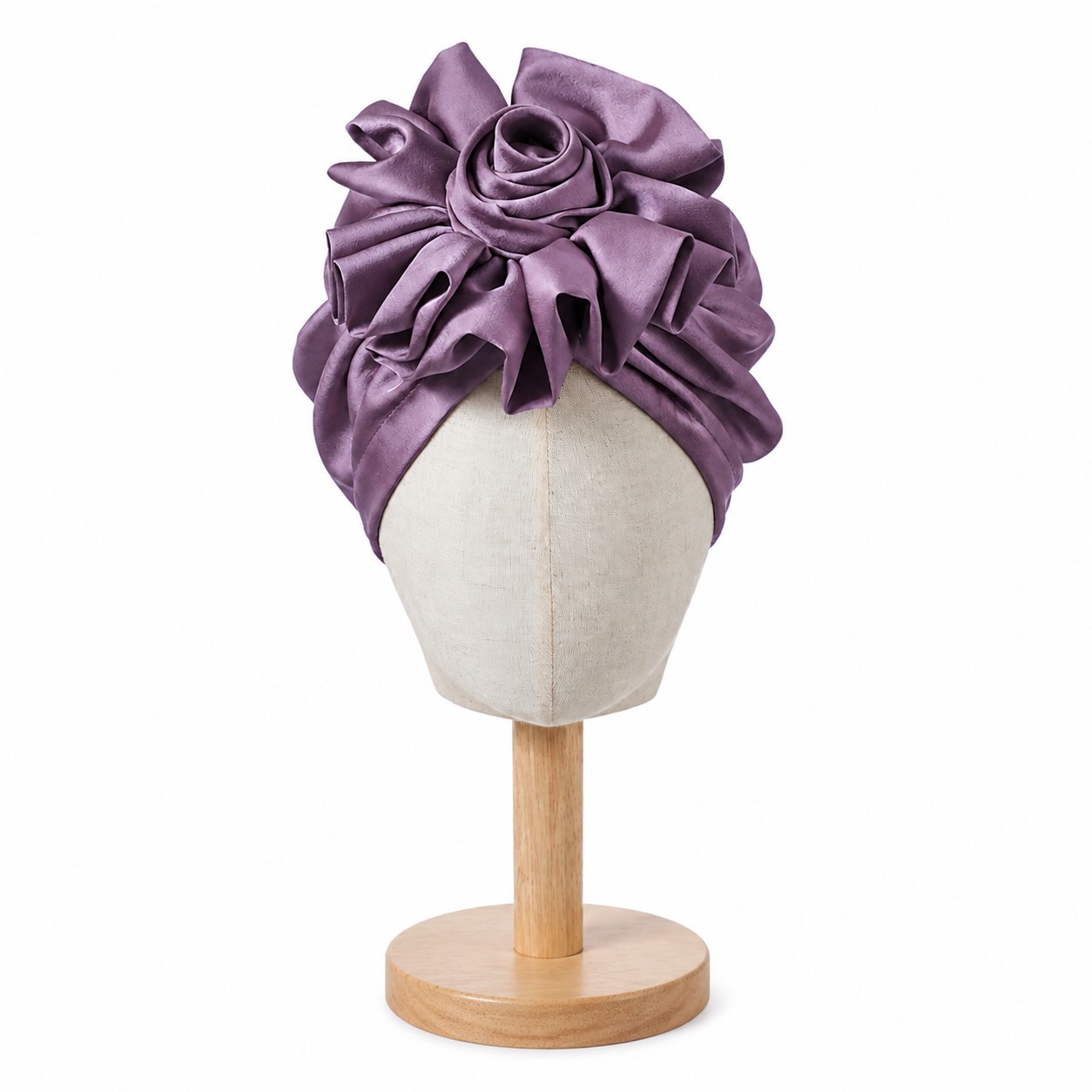 Blended Fiber Rosette Turban Hat — Dusty Purple