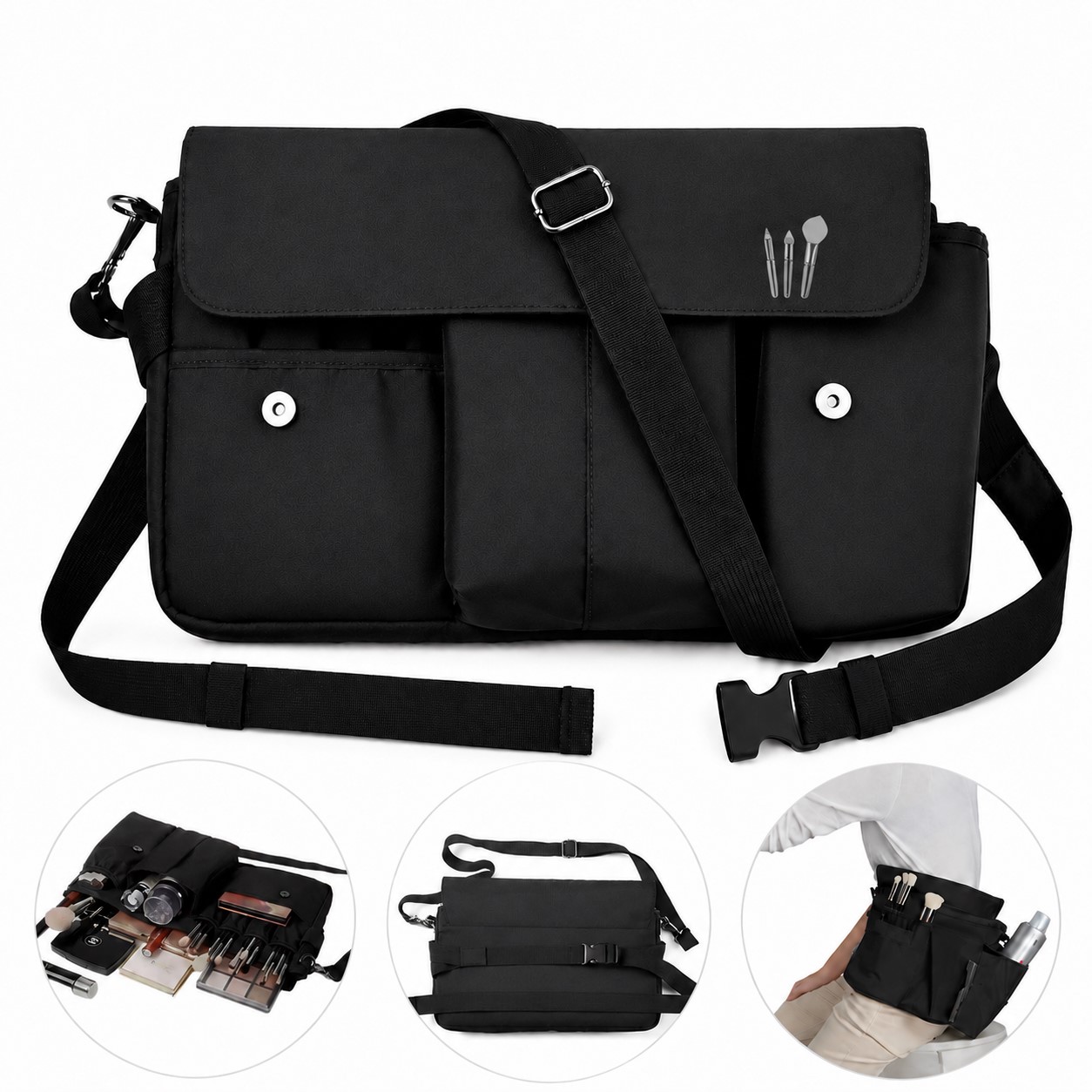 Polyester Multi Pocket Cosmetic Organizer Bag