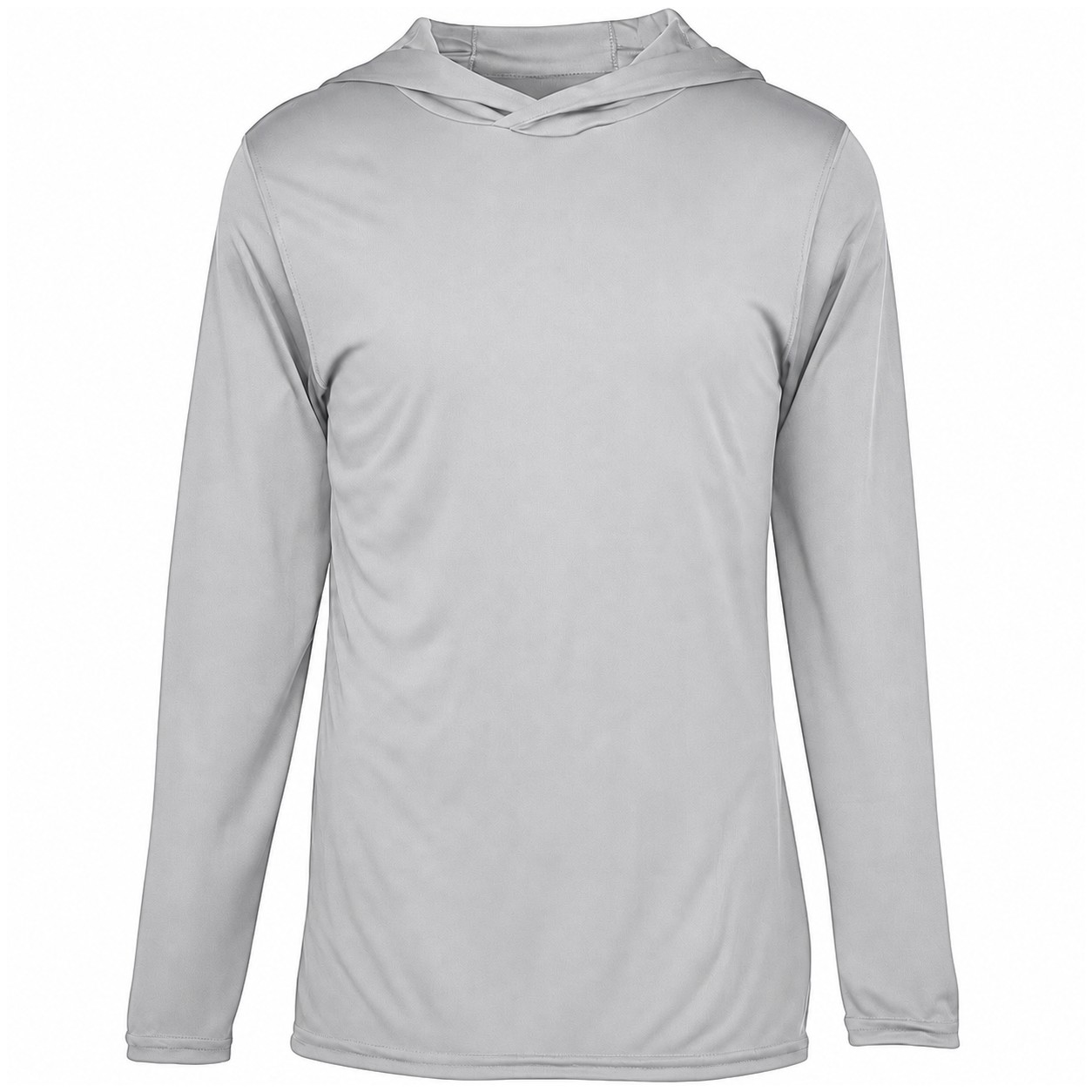 Polyester Hooded Long Sleeve Tee — Silver