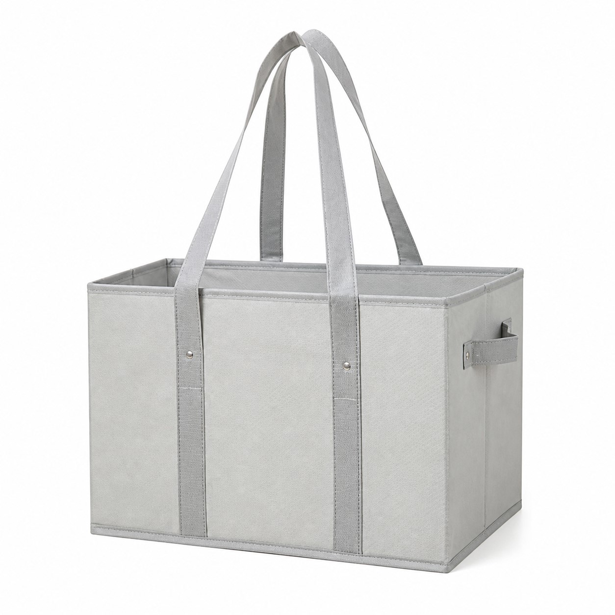Rigid Polyester Grocery Tote With Side Handles — view 2