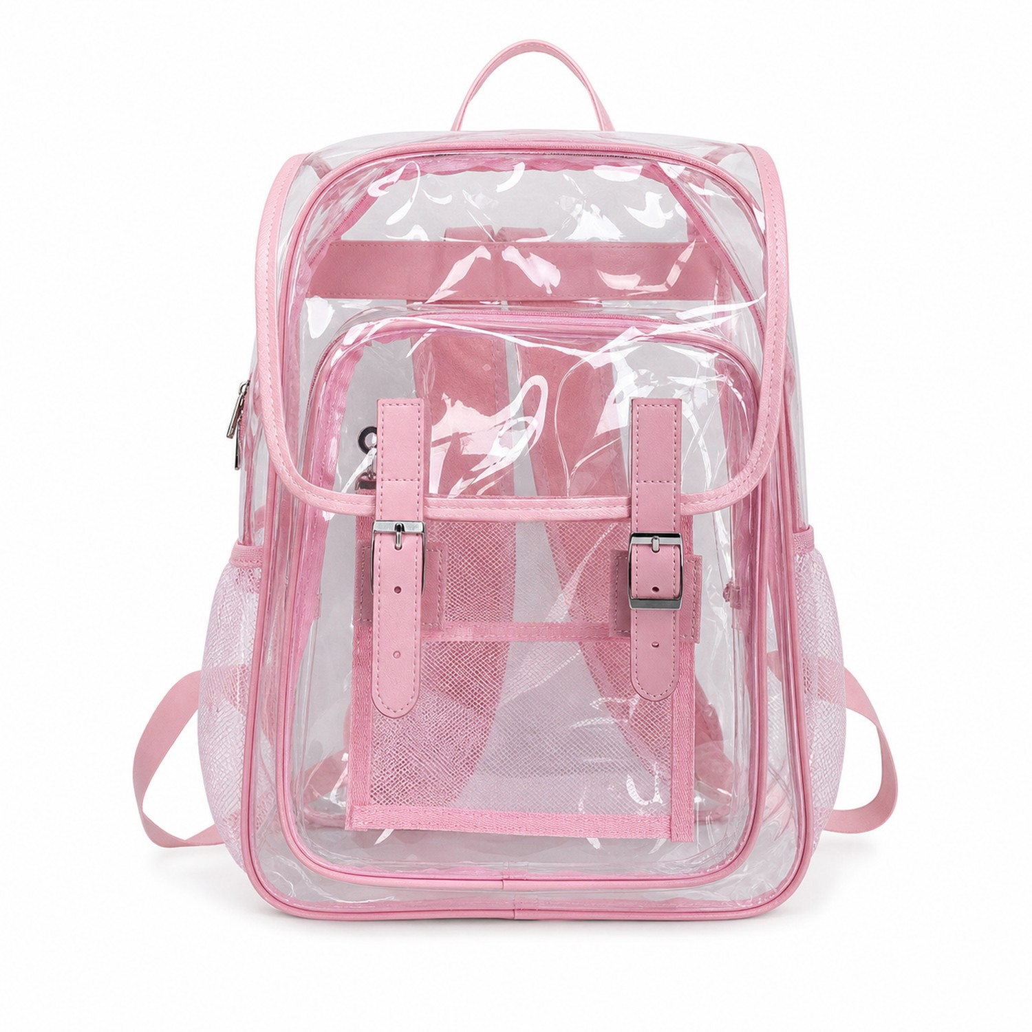 Clear PVC Security Backpack With Leather Trim — view 2