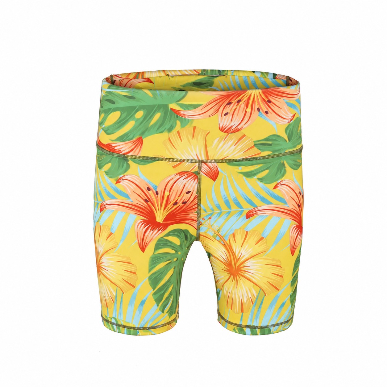 High Waist Yoga Shorts — Yellow