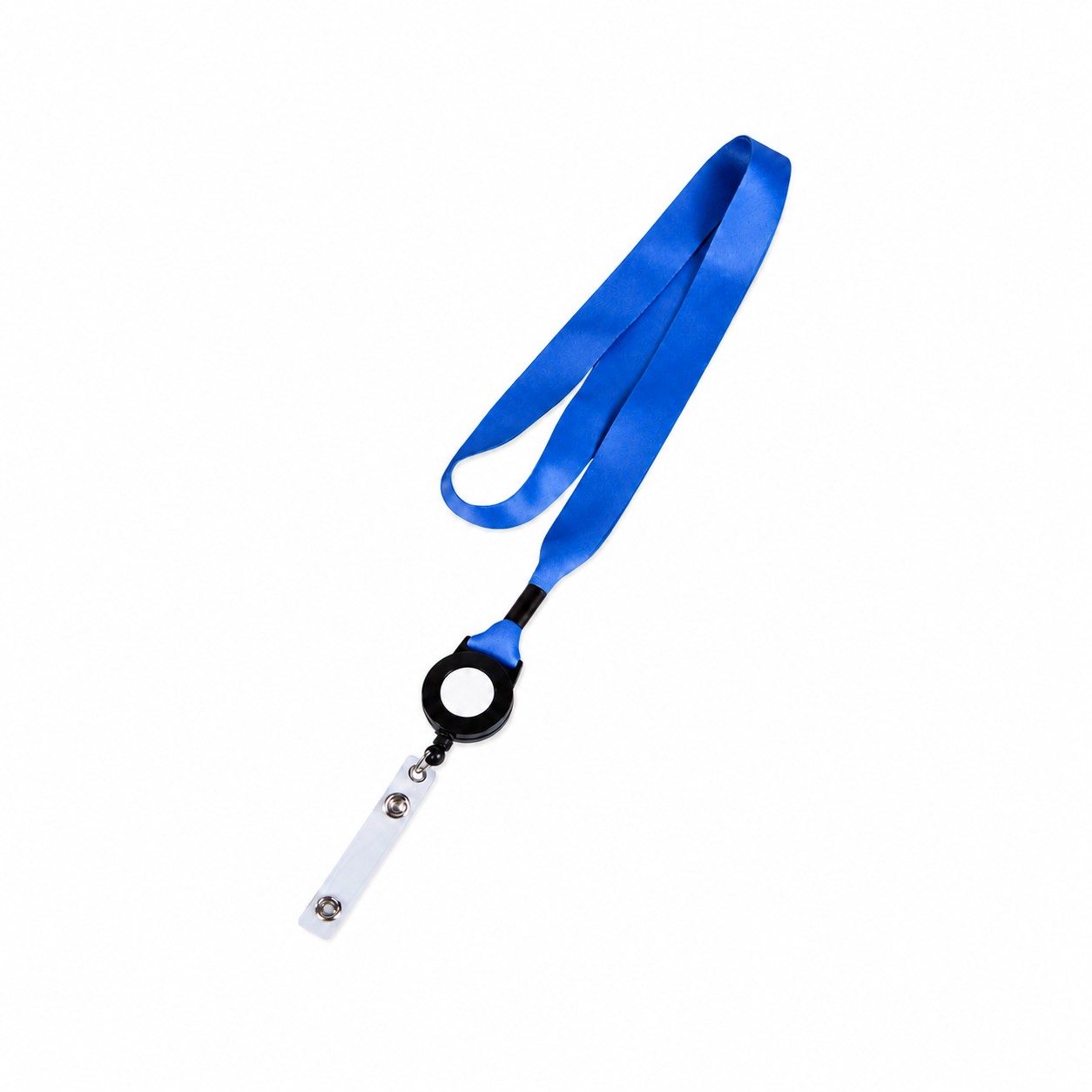 Plastic Crimp Badge Reel Lanyard — Blue