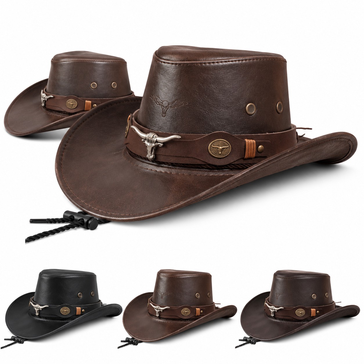 Polyester Western Shade Hat With Chin Cord
