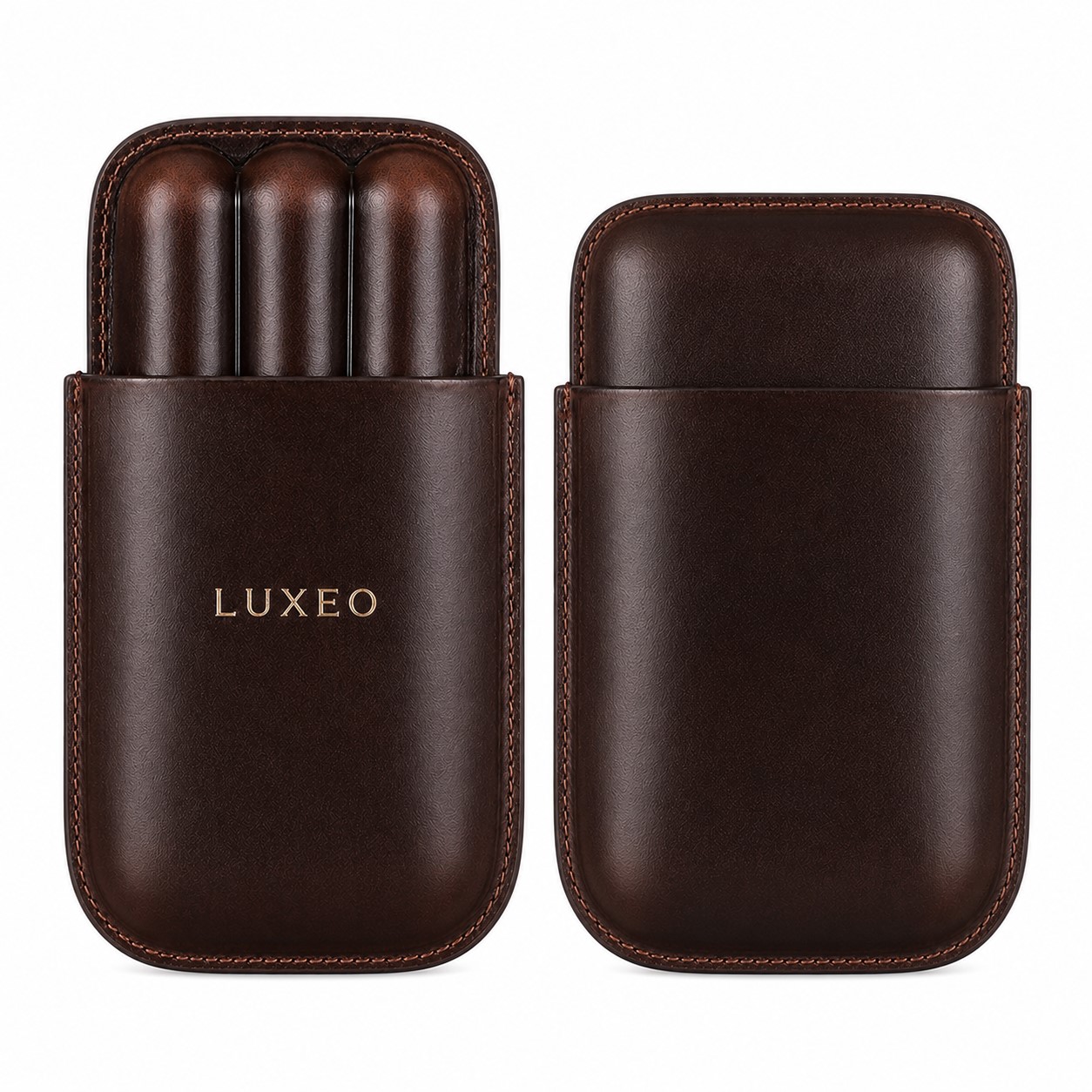 Three Slot Top Grain Leather Cigar Case