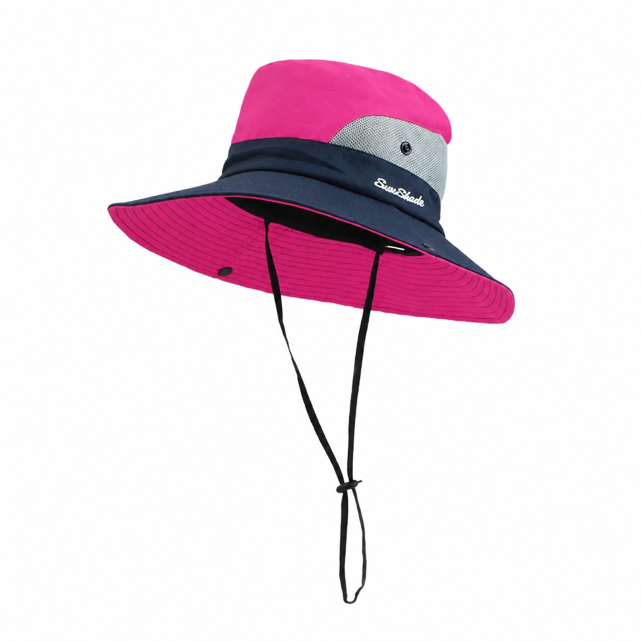 Mesh Band Polyester Sun Hat — Rose Red