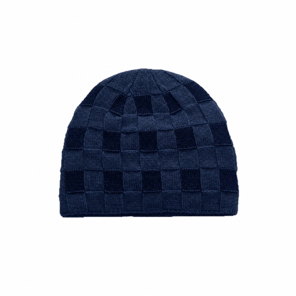 Wool Blend Checkerboard Knit Beanie — view 6
