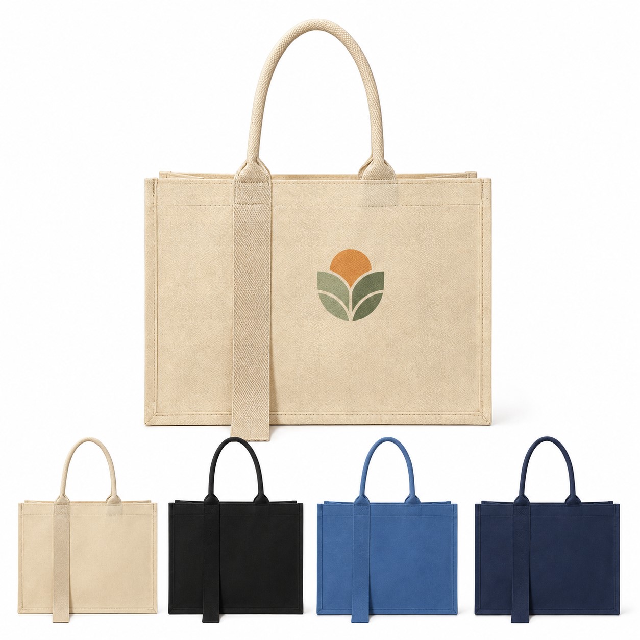 Structured Canvas Tote With Decorative Ribbon