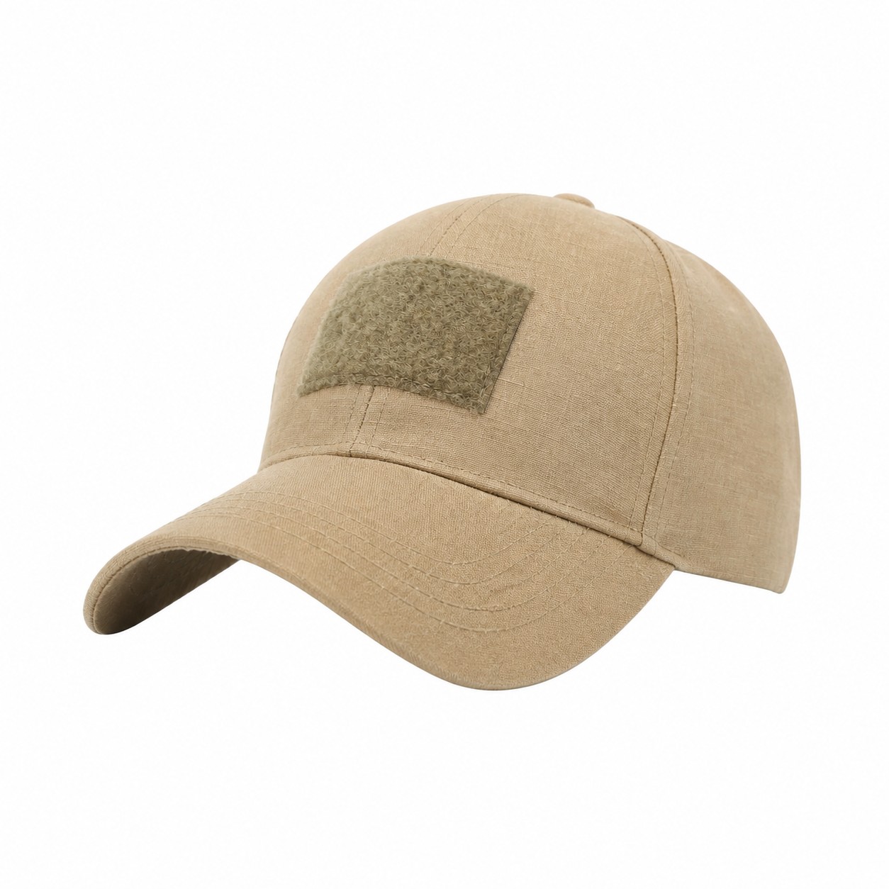 Polyester Structured Crown Cap — Khaki Beige