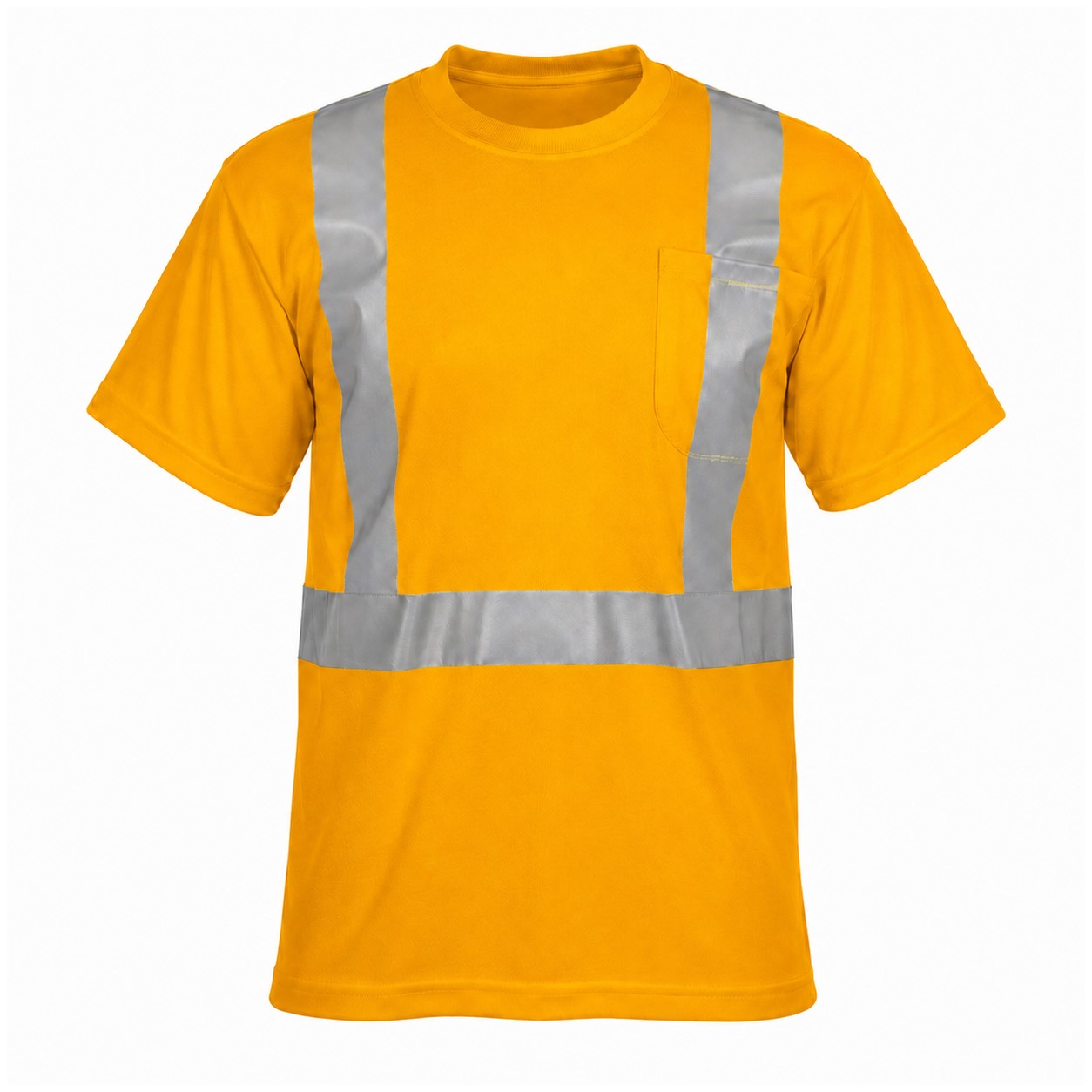Reflective Pocket Polyester Safety Shirt — Gold