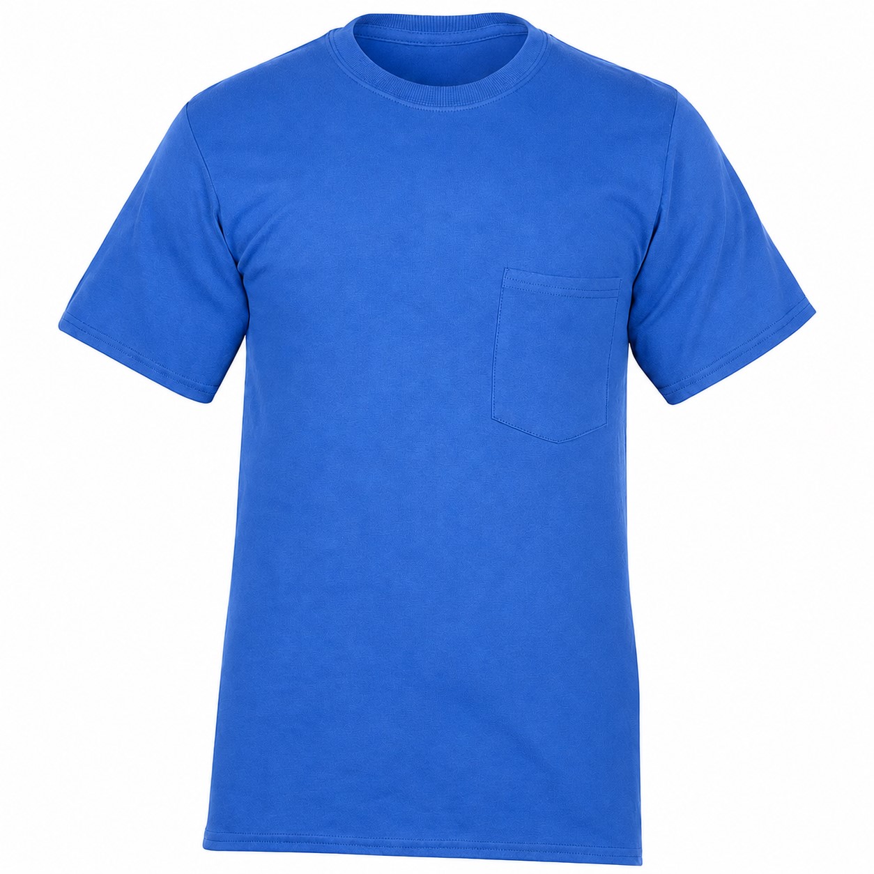 Cotton Pocket Crewneck T Shirt — Blue