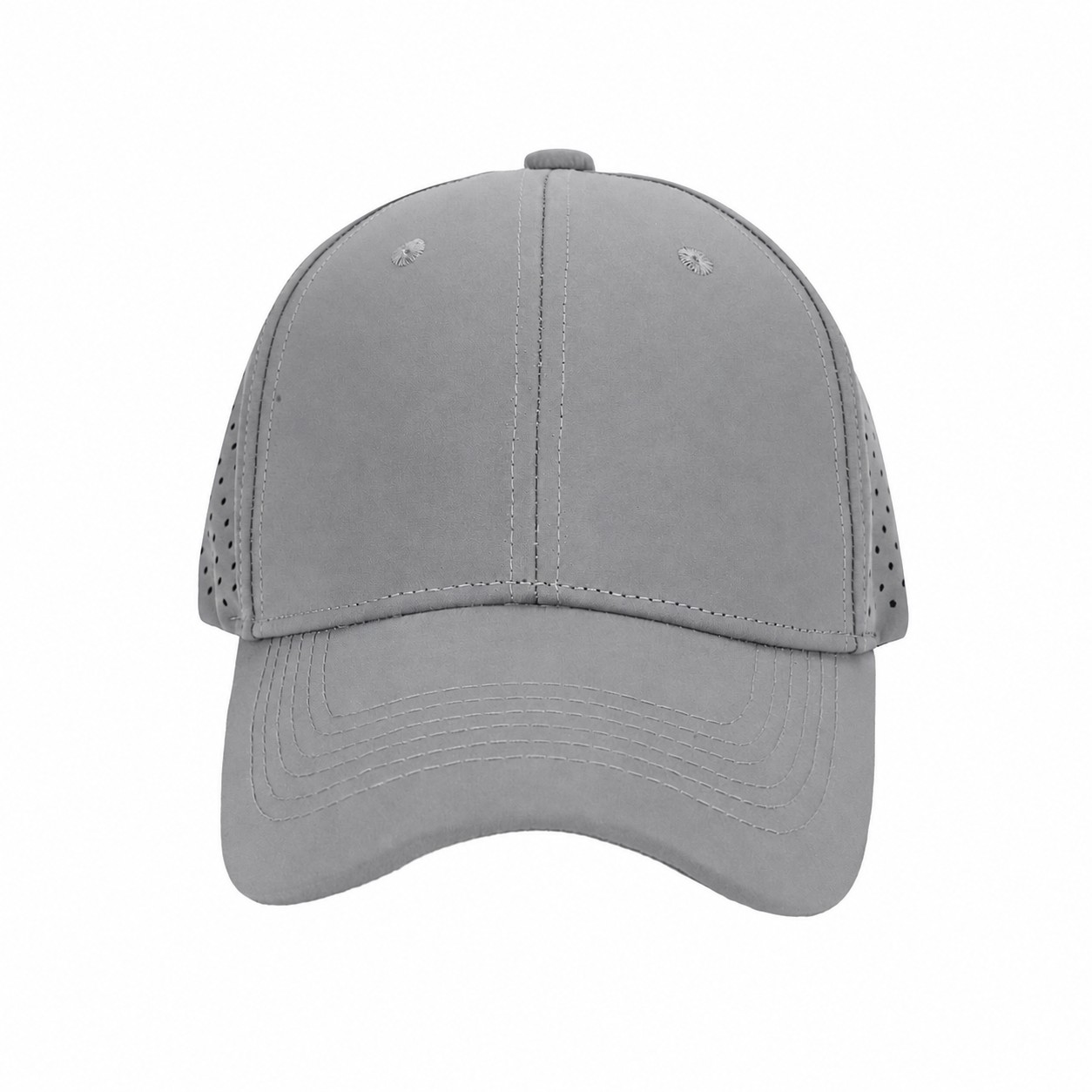 22.8-Inch Polyester Six-Panel Baseball Cap — Gray
