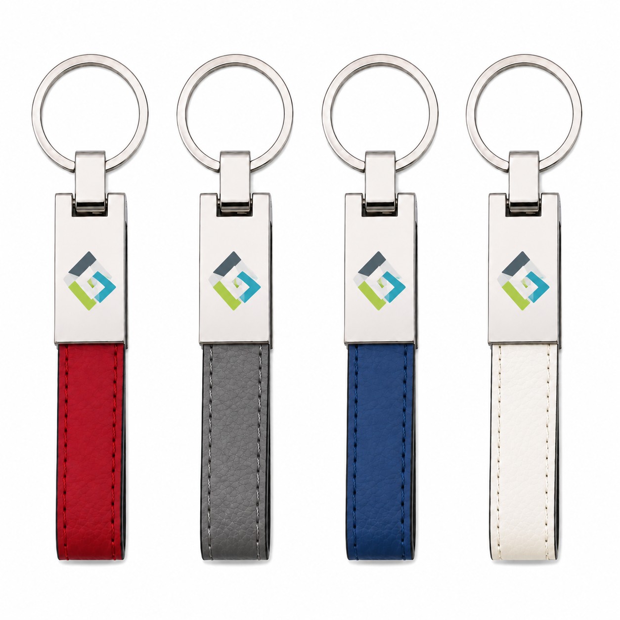 Looped Leather Key Fob With Alloy Ring