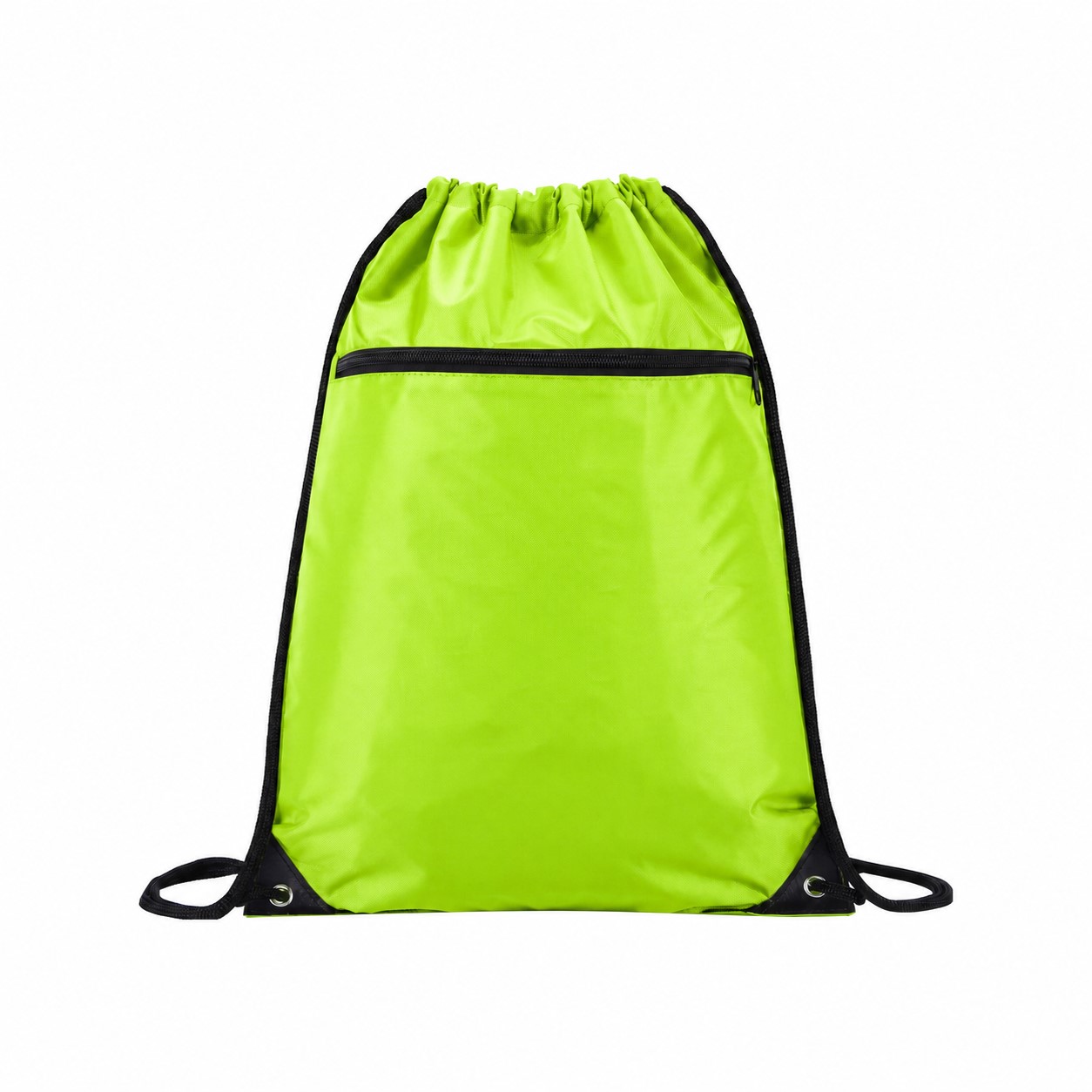 420D RPET Zipper Drawstring Bag — Lime Green