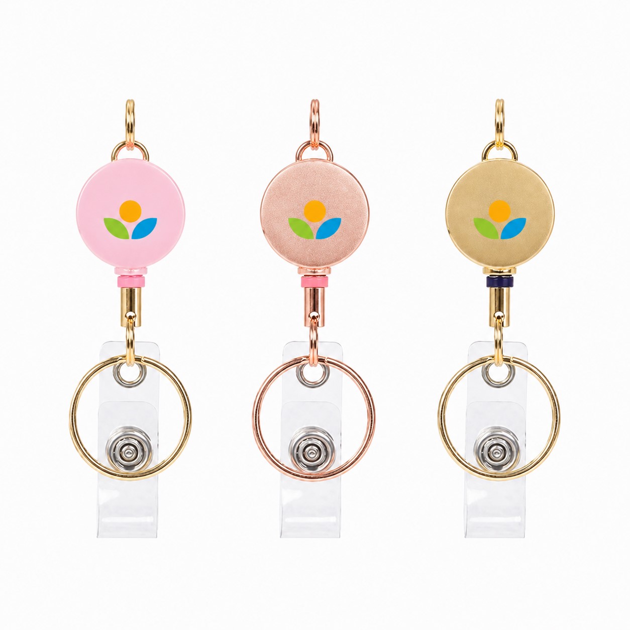 Round Zinc Alloy Retractable Key Holder
