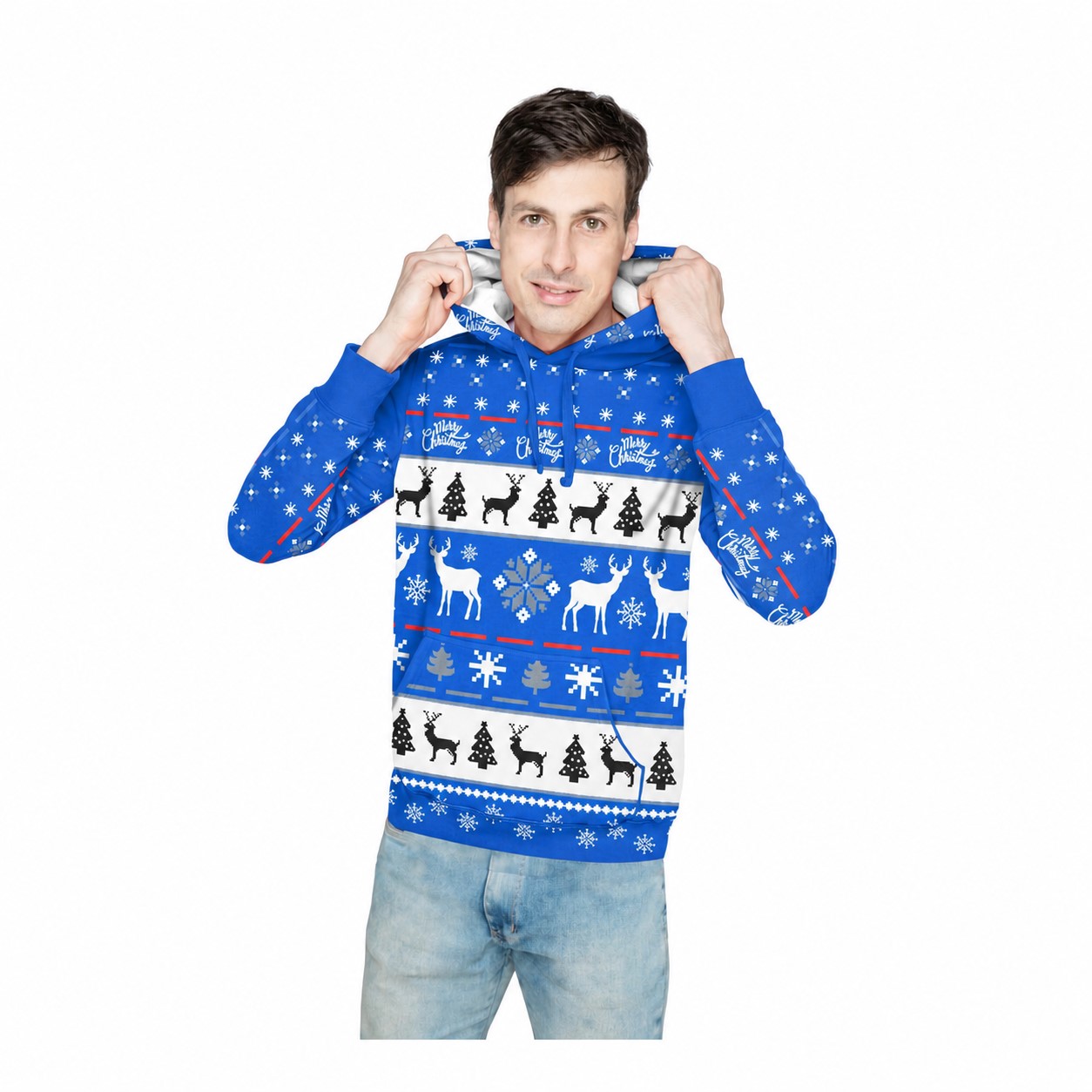 Polyester Hoodie With Kangaroo Pocket — Blue