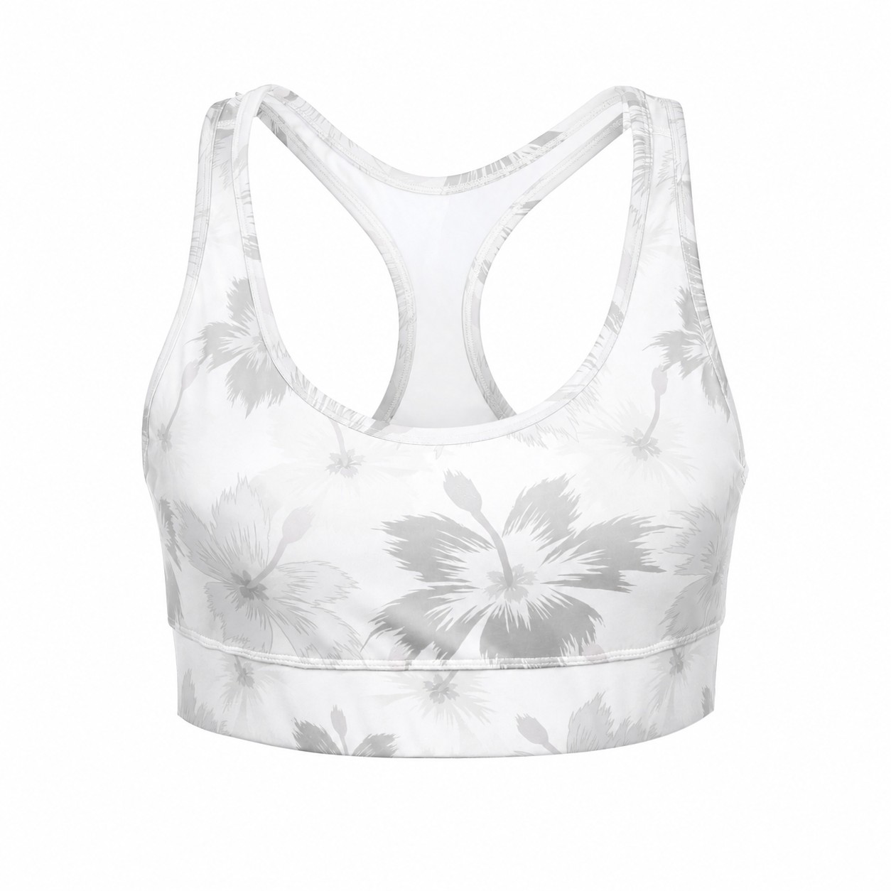 Polyester-Spandex Padded Racerback Sports Bra — White