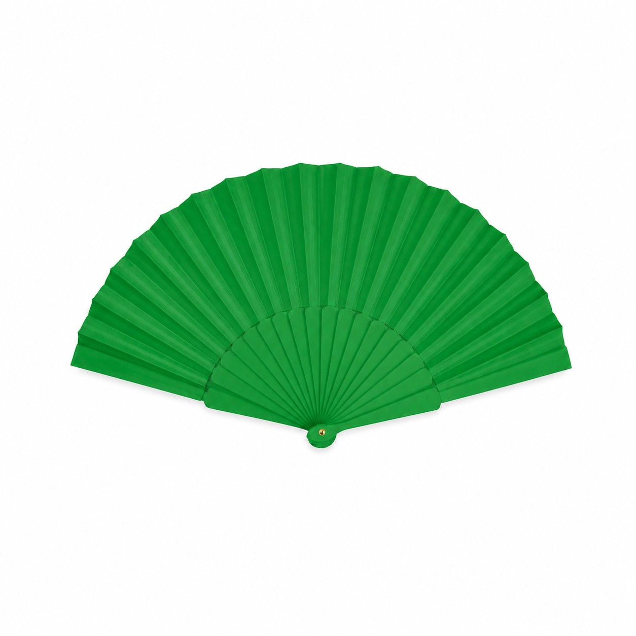 Nine Inch Foldable Plastic Hand Fan — Green