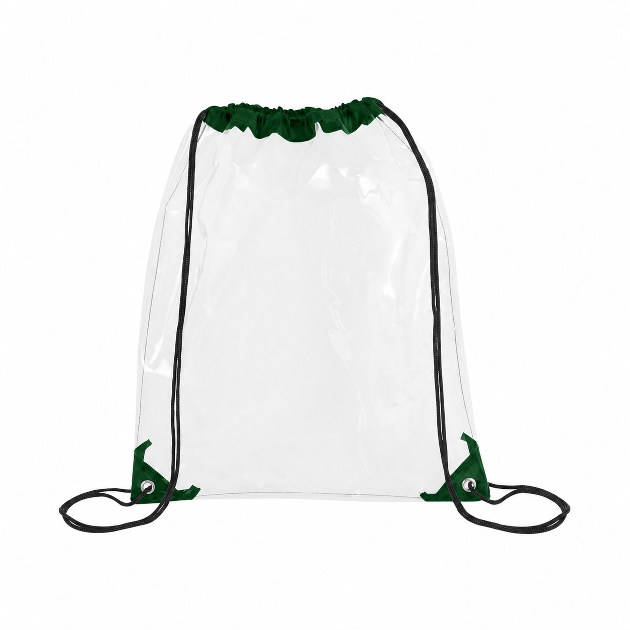 Metal Grommets PVC Drawstring Bag — Forest Green