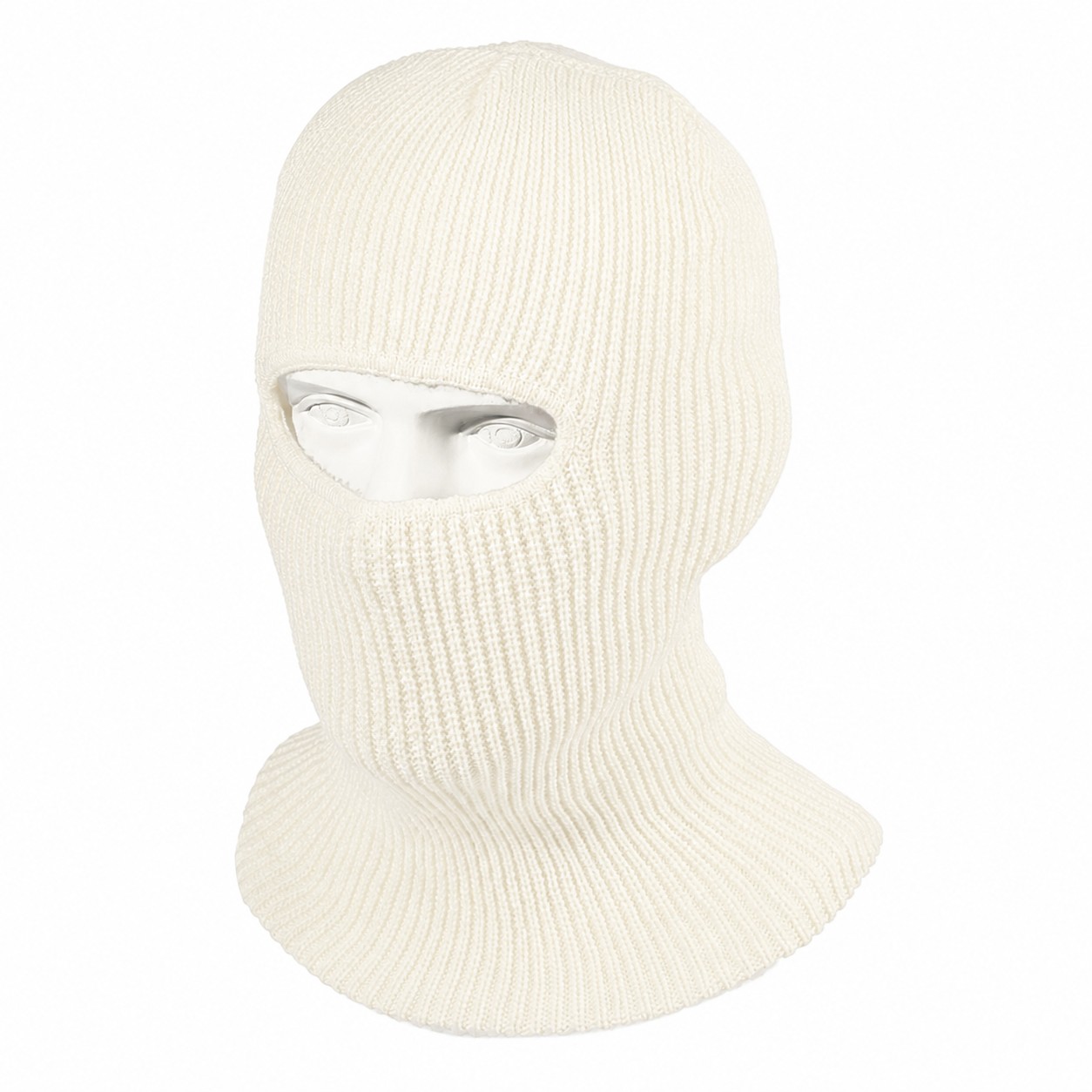 Polyester Knit Balaclava Beanie — Off White