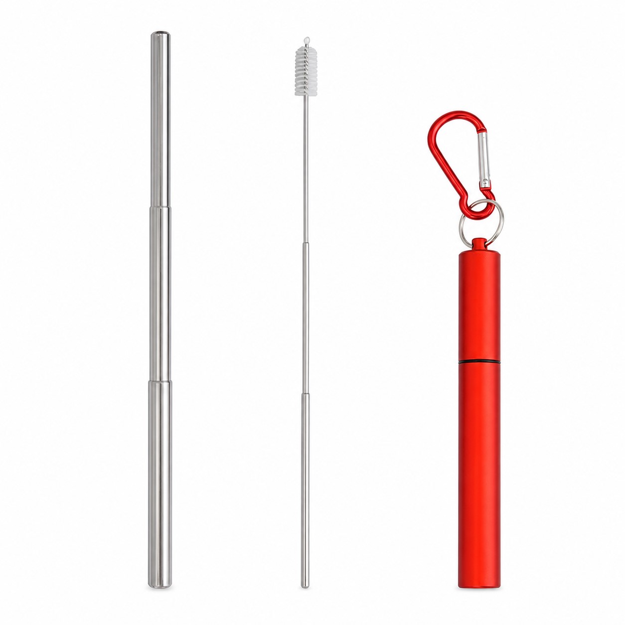 Telescopic Stainless Steel Straw Set With Case — view 2