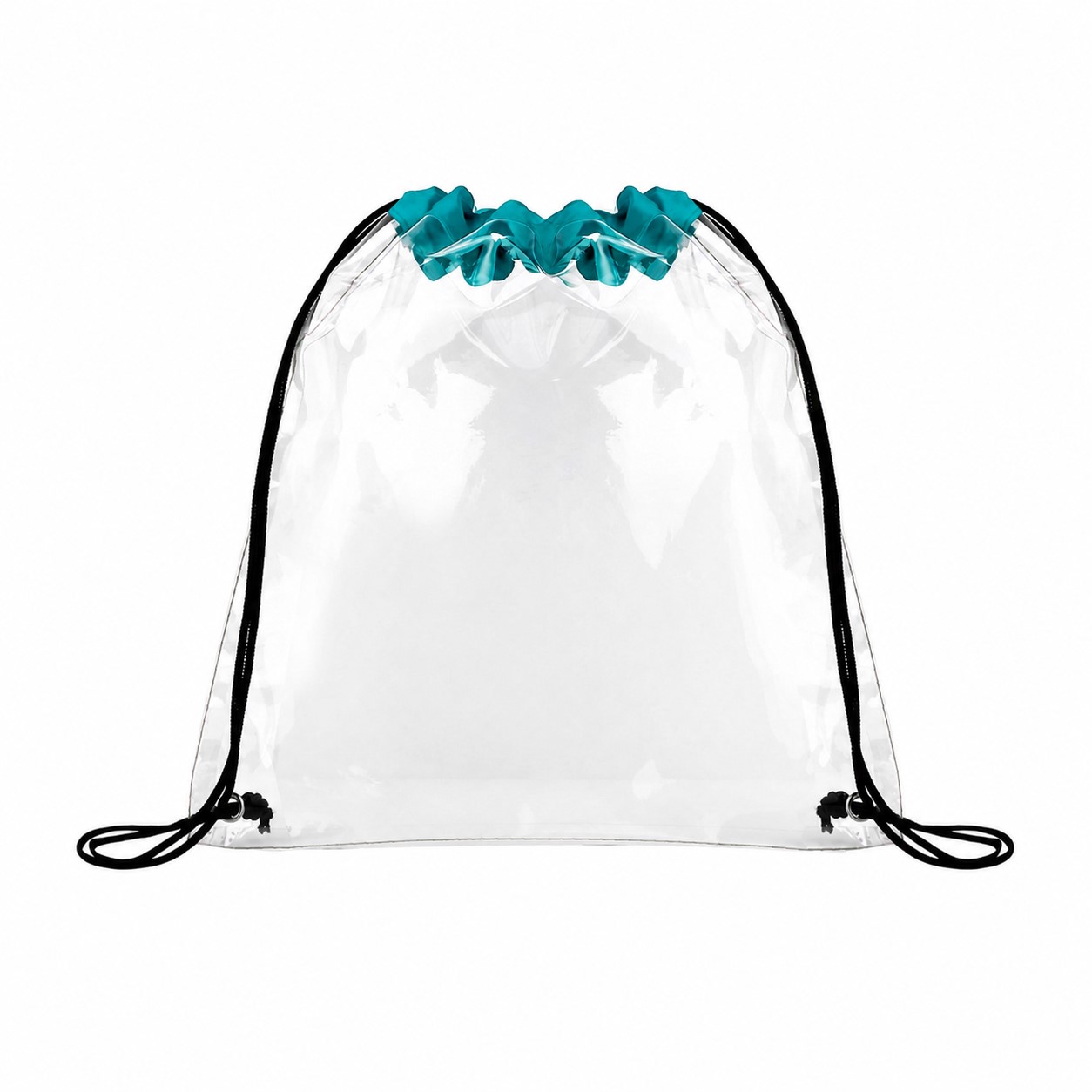 PVC Metal Grommets Drawstring Bag — Teal Blue