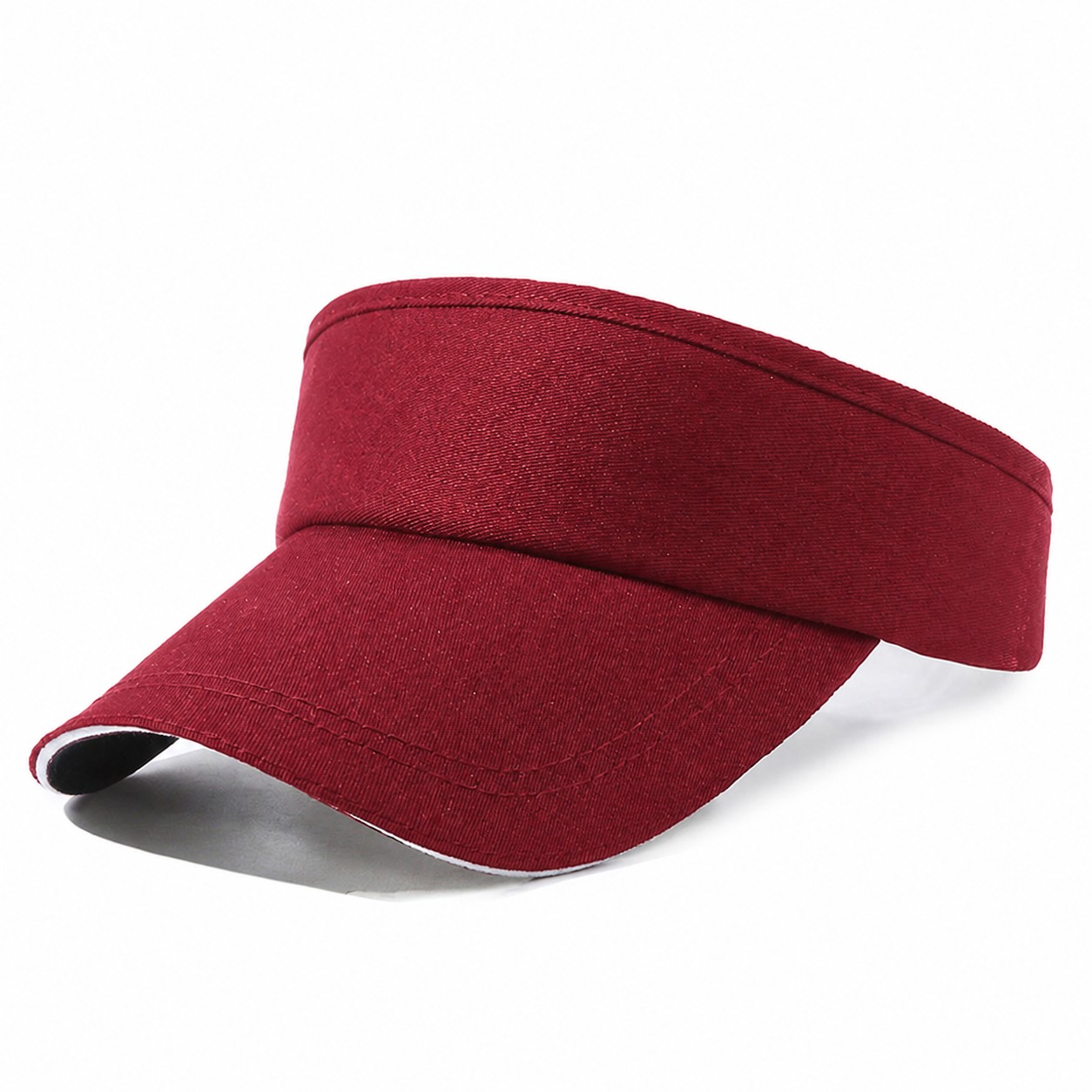 Open Crown Sports Visor Hat — Burgundy Red