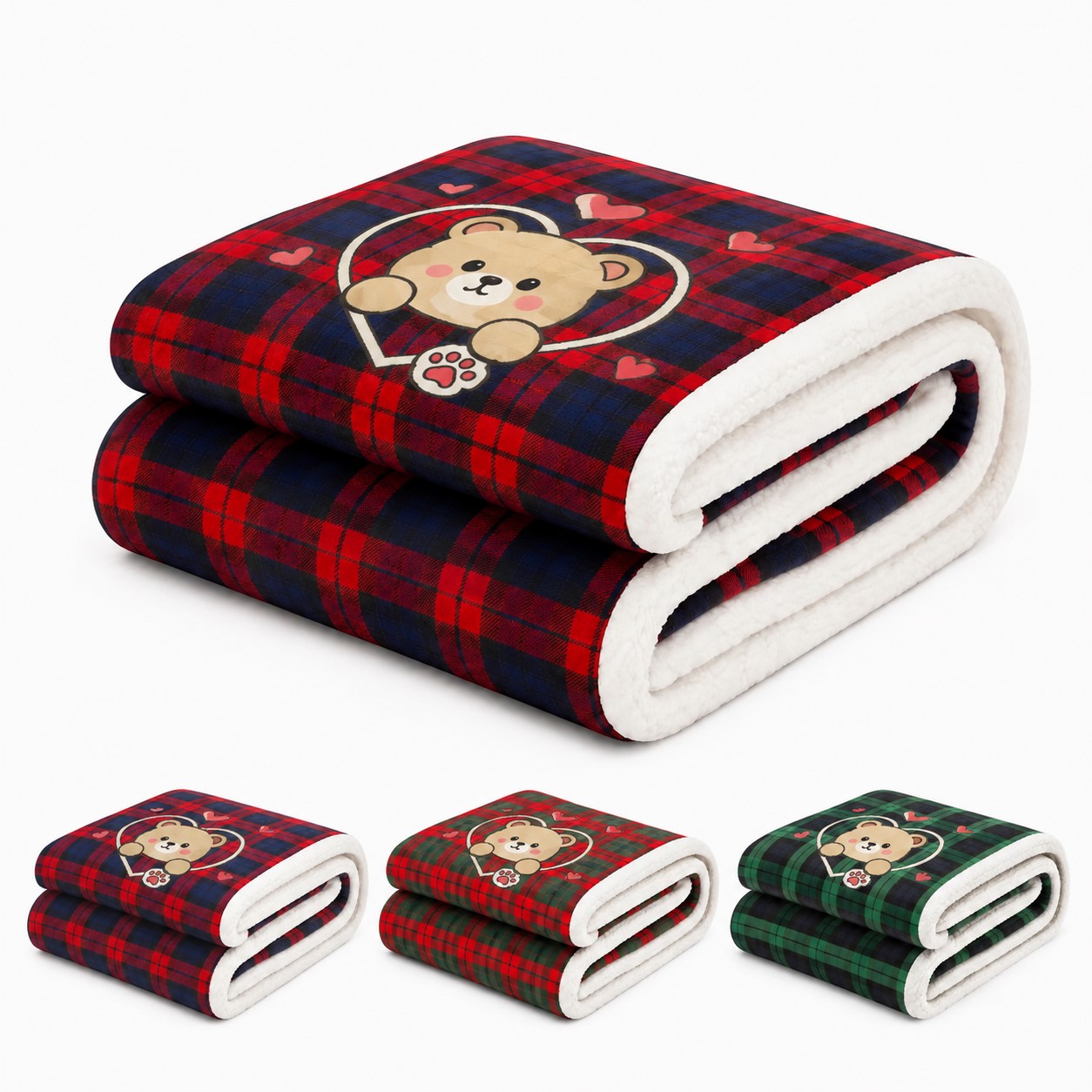 Plaid Coral Fleece Throw Blanket