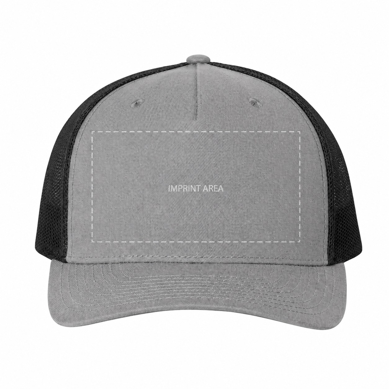 Five Panel Trucker Snapback Hat — Heather Gray/Black