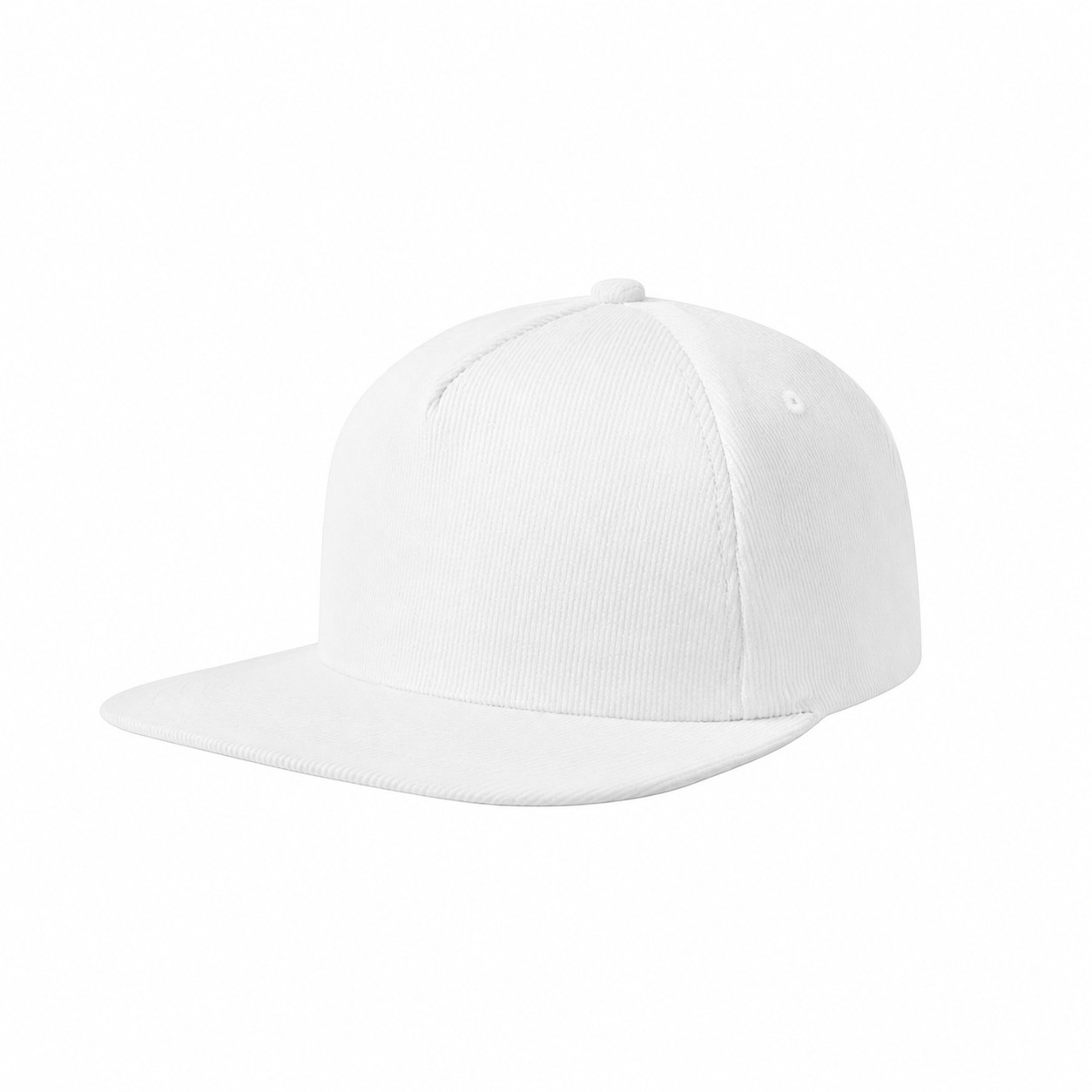 Corduroy Snapback Closure Cap — White