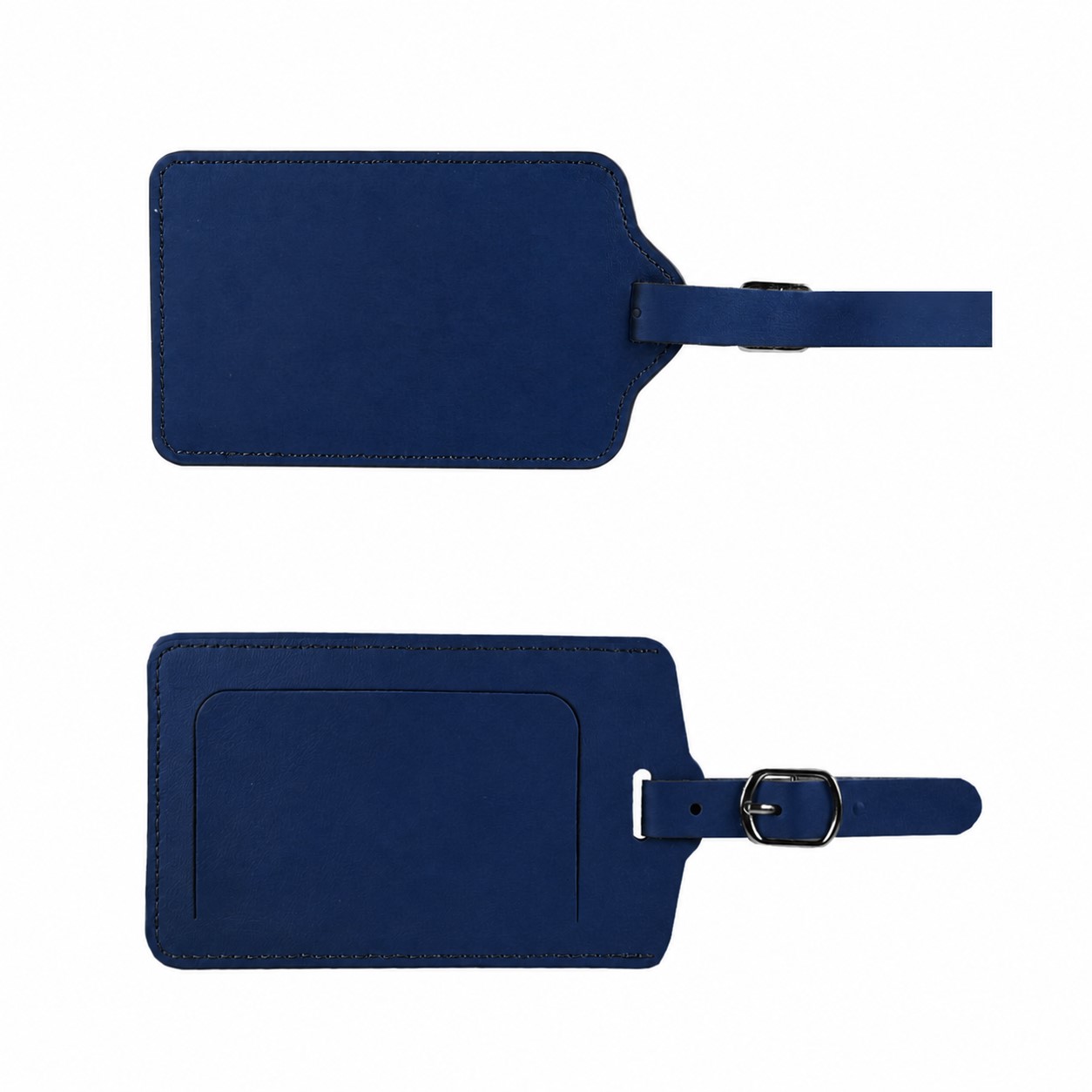 PU Leather Flip Luggage Tag — Navy Blue