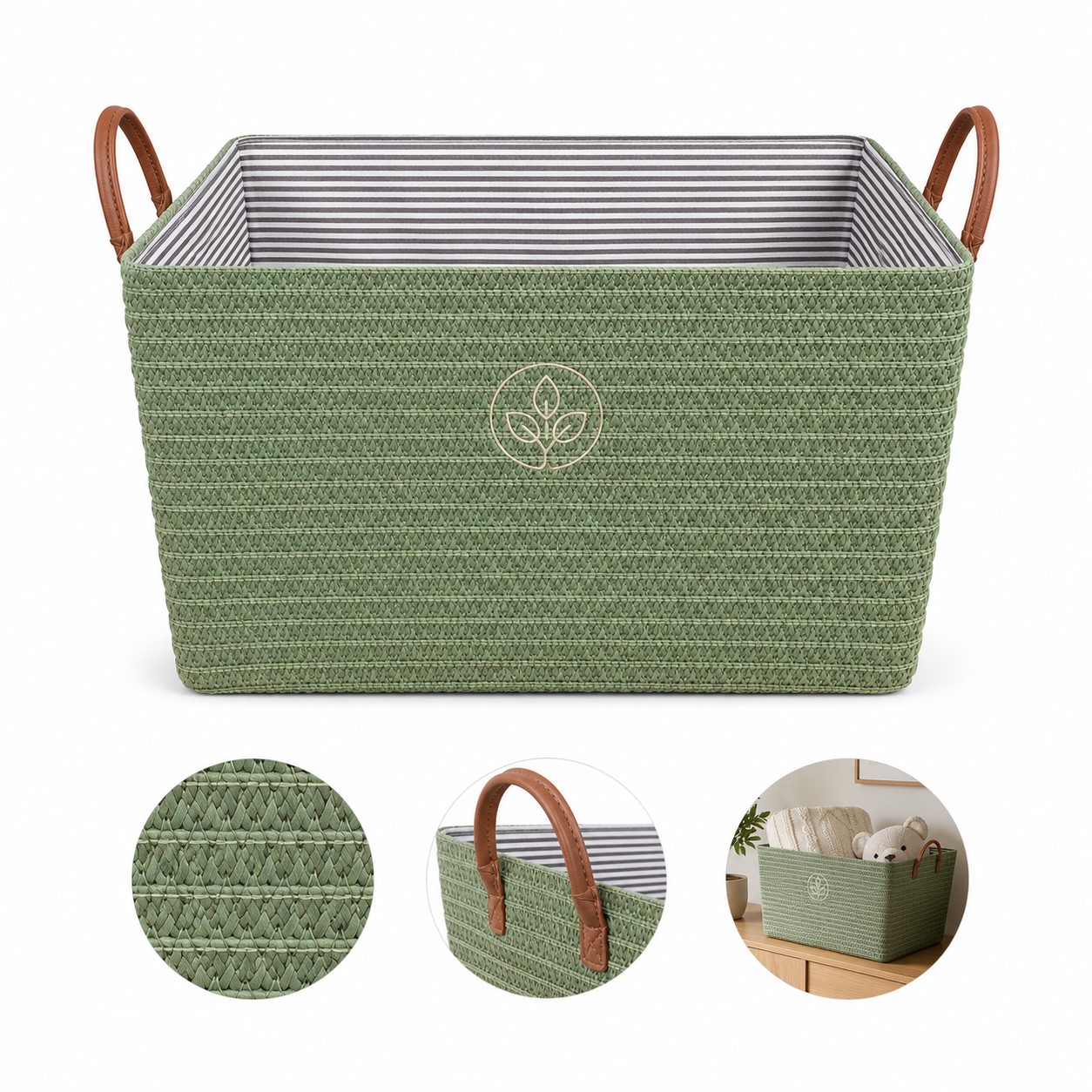 Foldable Polypropylene Storage Basket With Handles