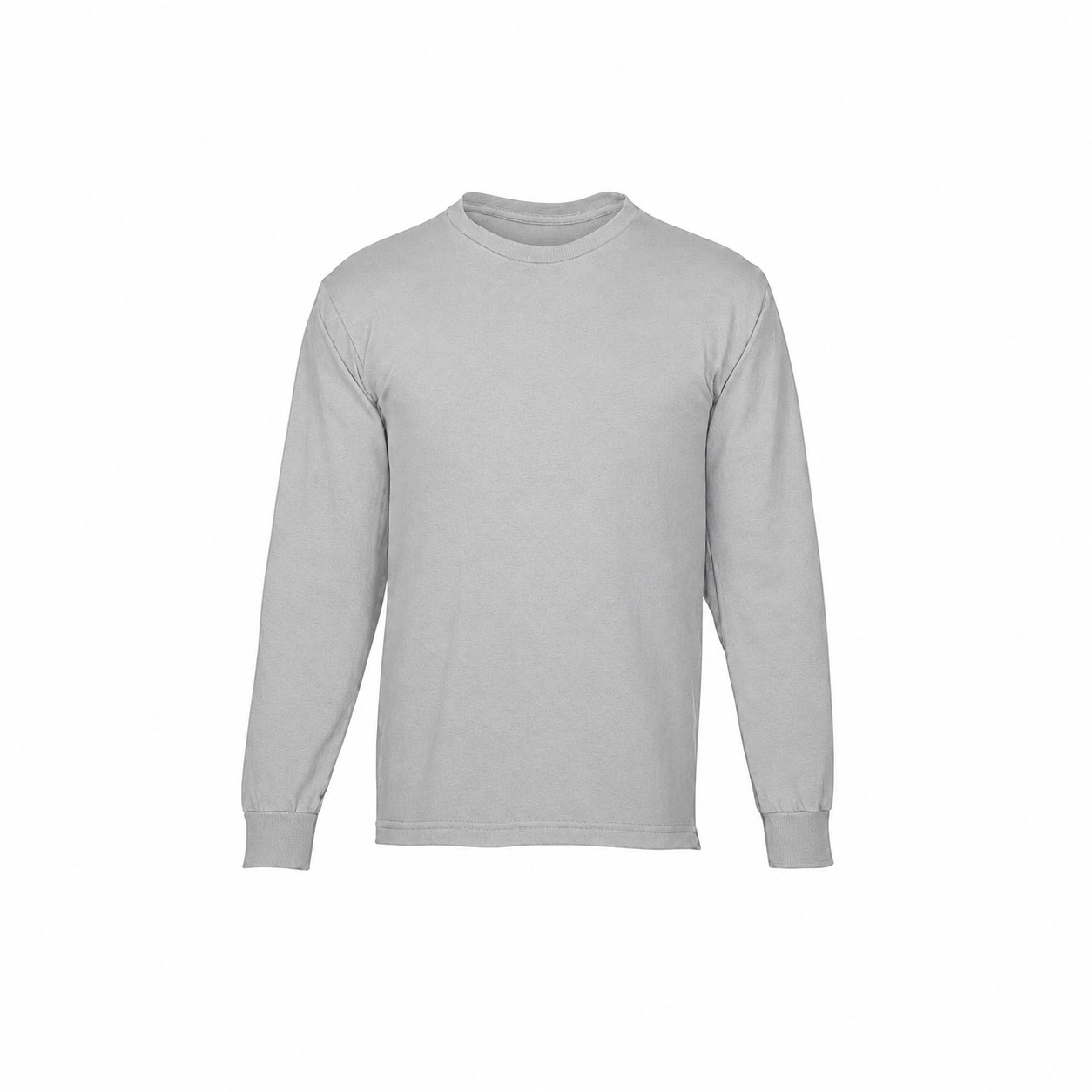 Cotton Long Sleeve T-Shirt With Reinforced Hem — Silver