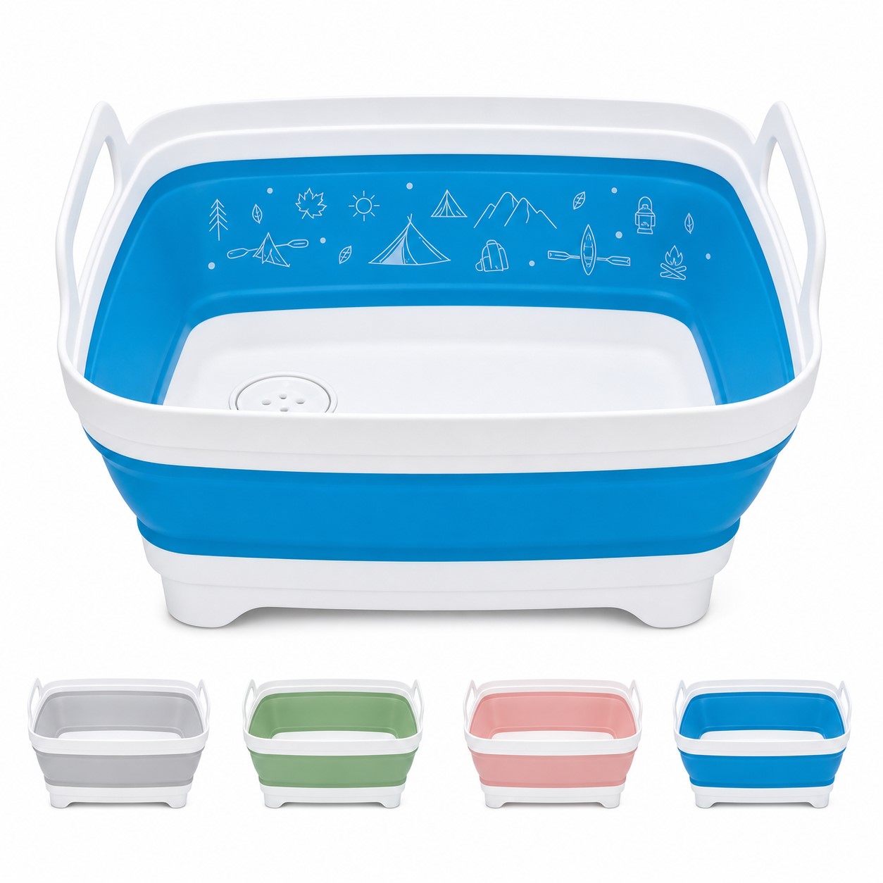 Collapsible Polypropylene Dish Basin With Drain Plug